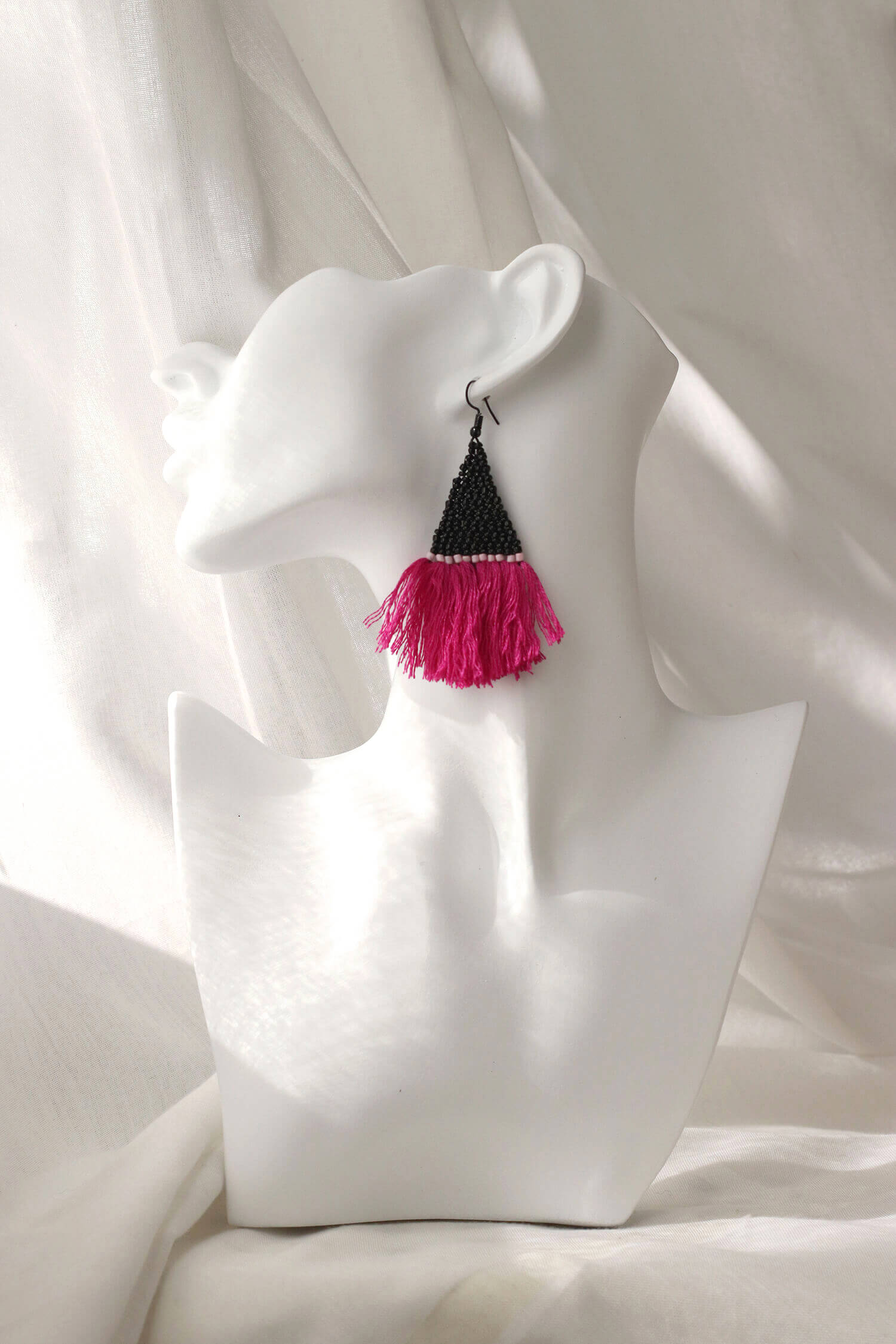 Midnight Rose Tassel Earrings