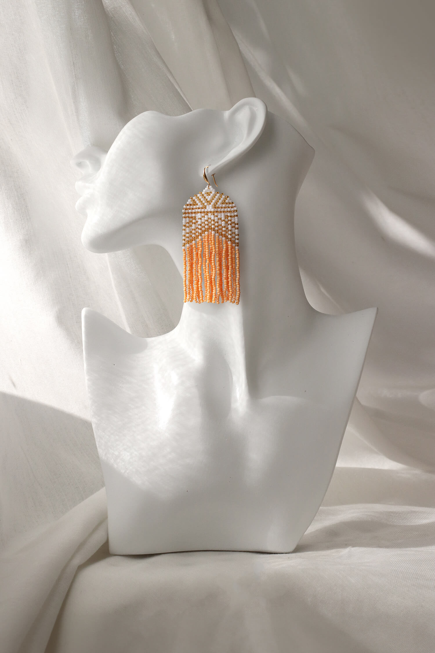 Elegant Orange Beaded Earrings