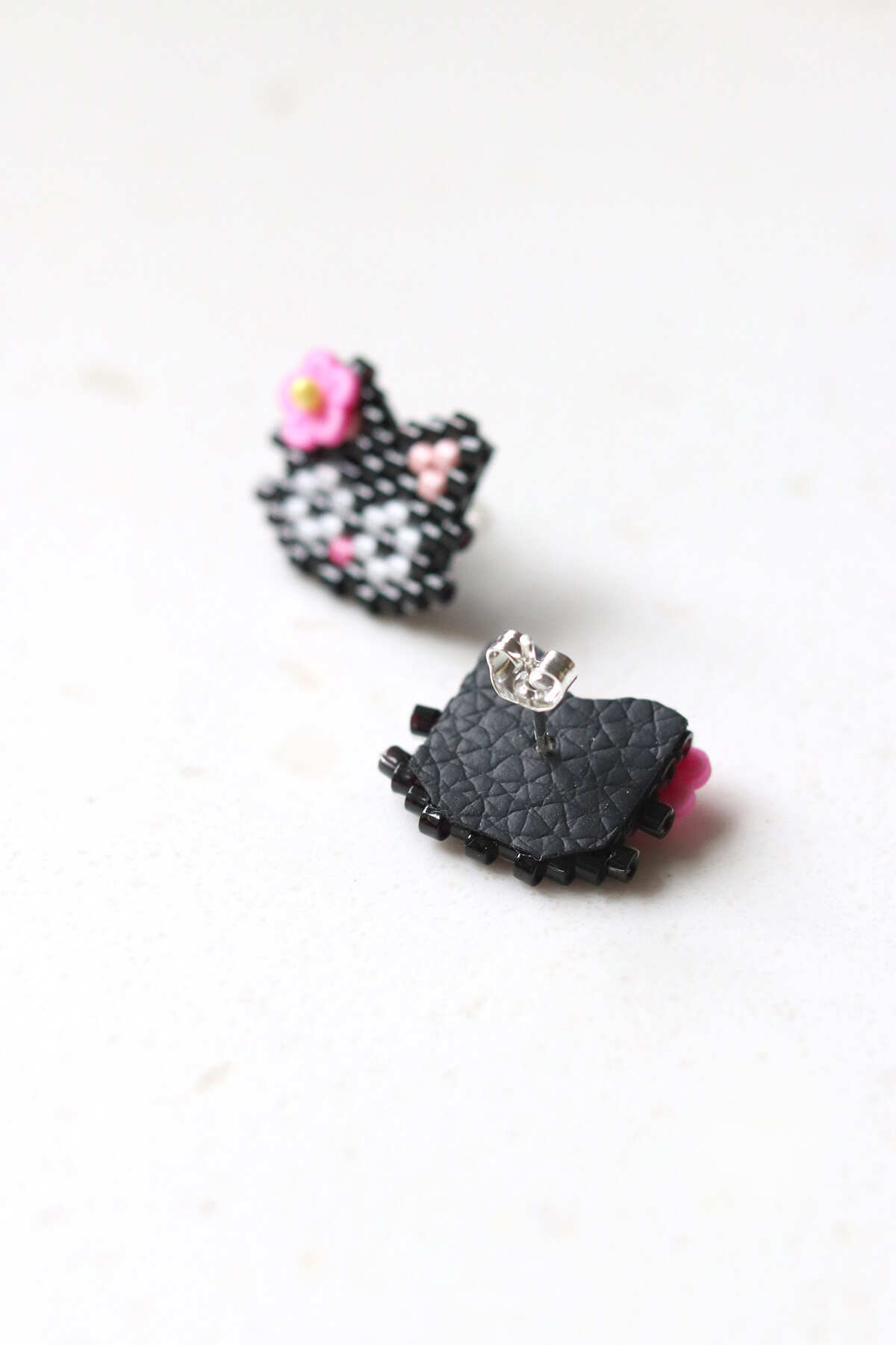 Beaded Cat Face Earrings