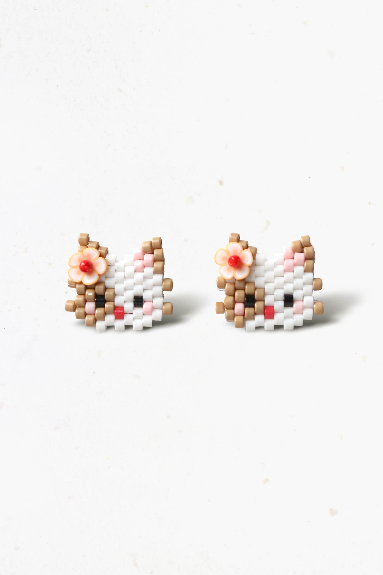 Beaded Cat Stud Earrings