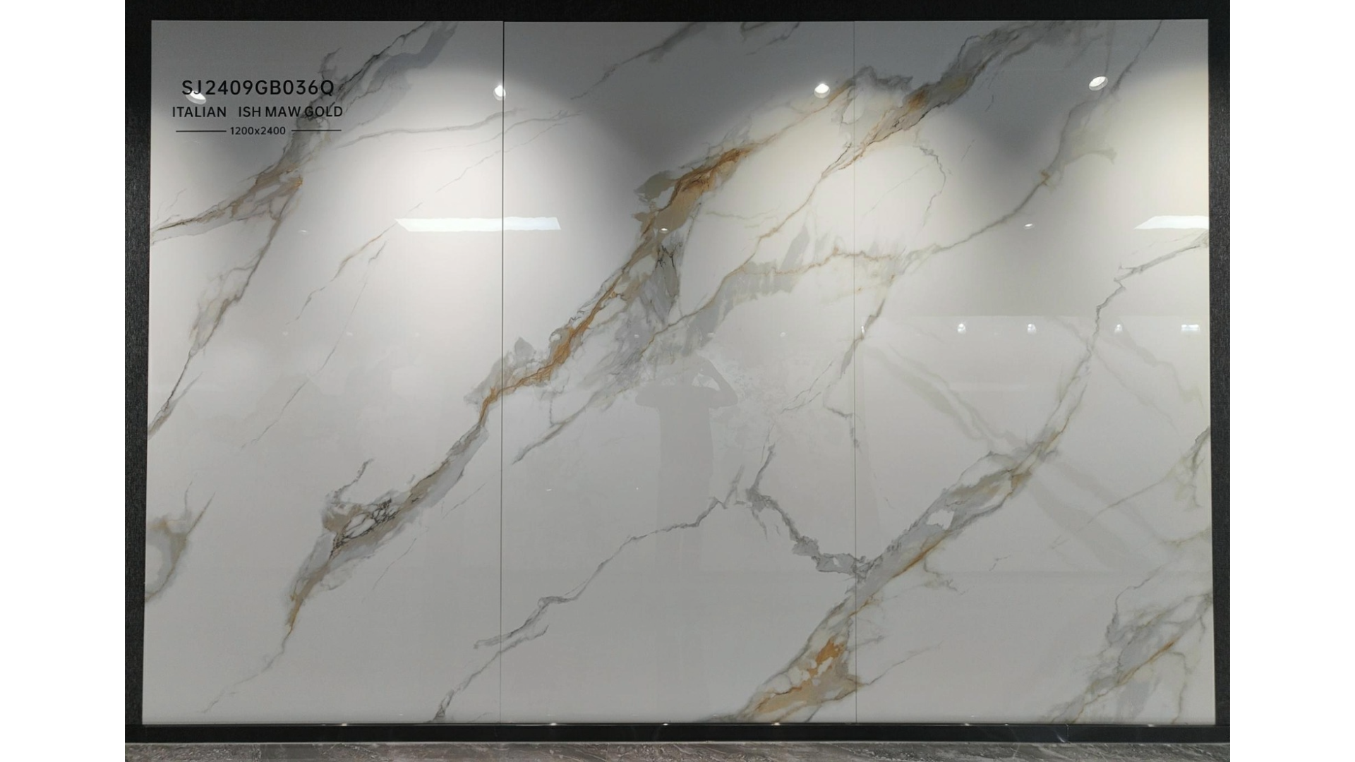 White Italian Ish Maw Gold Sintered Stone