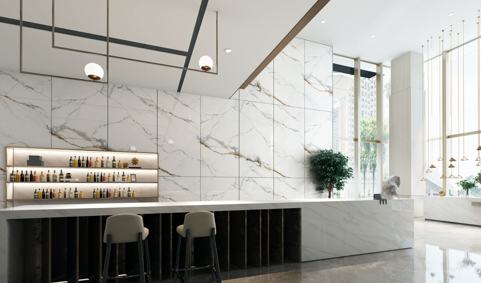 White Italian Ish Maw Gold Sintered Stone