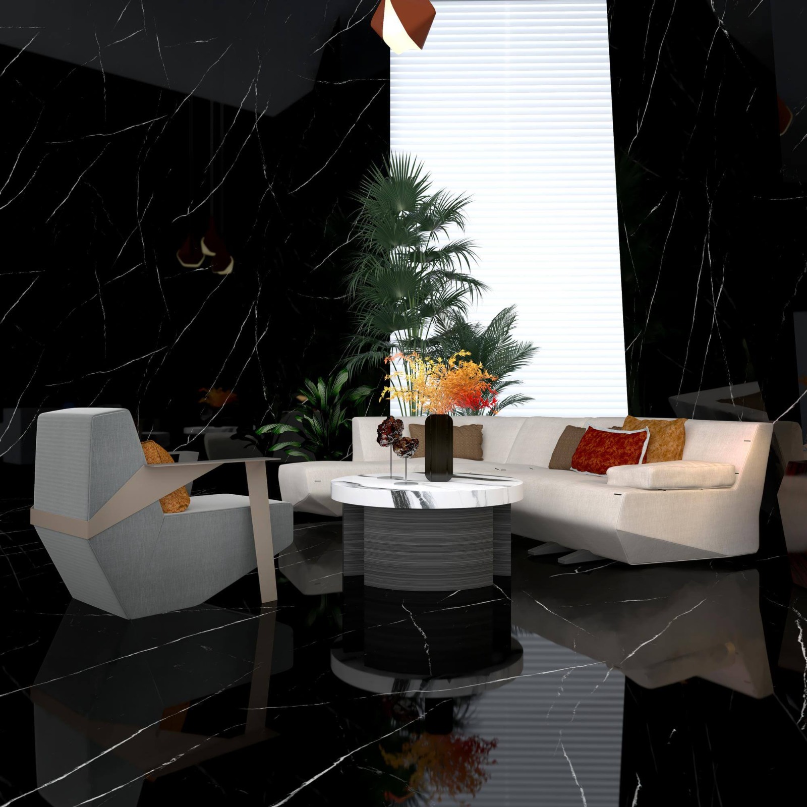 Black and White Roots Sintered Stone