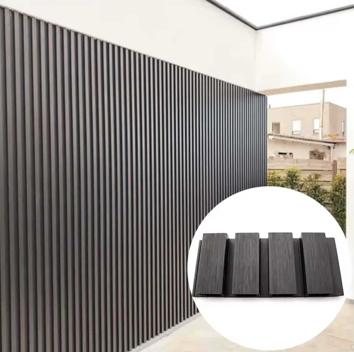 Black Charcoal WPC Fluted Siding