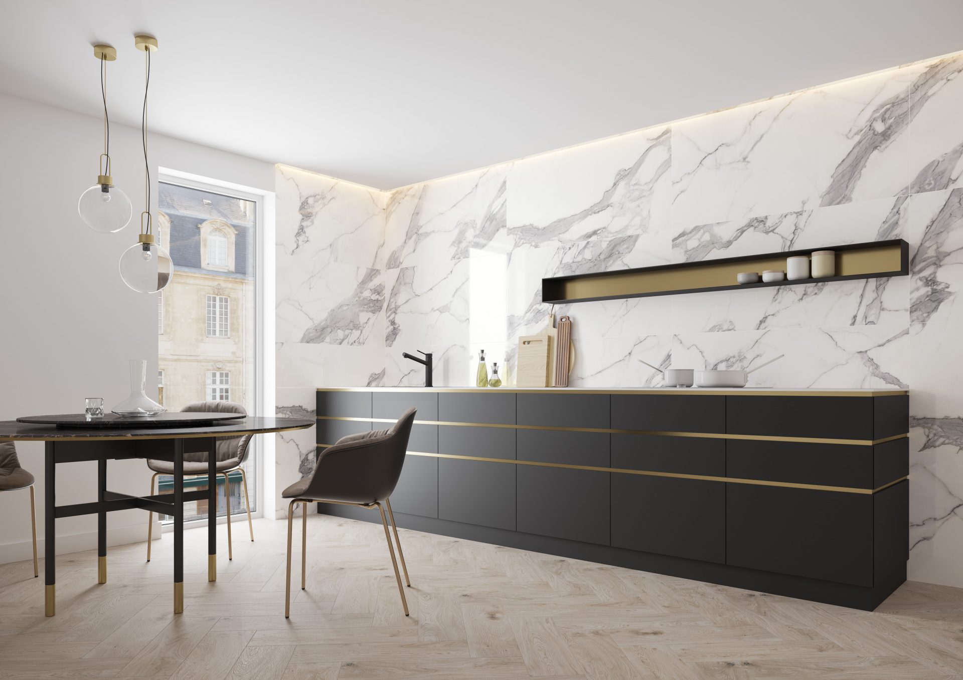 Calcutta White PVC Marble Tiles