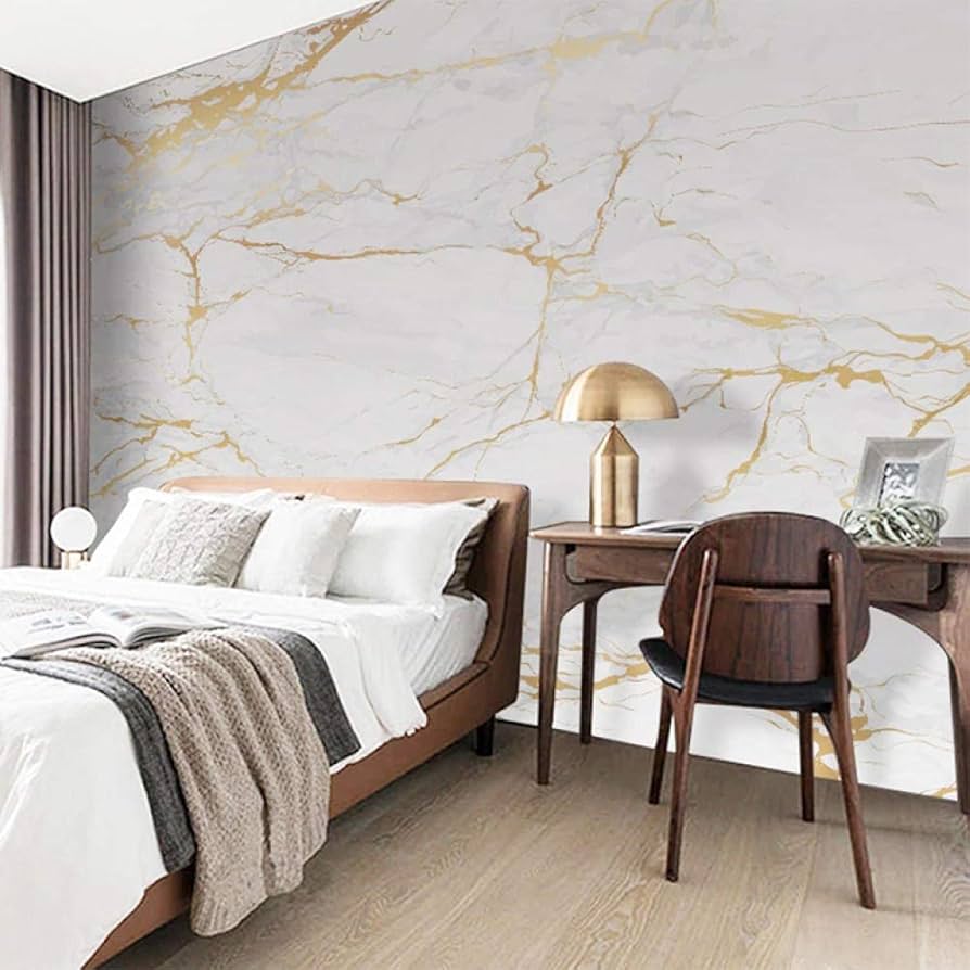 YSL Gold White PVC Marble Tiles