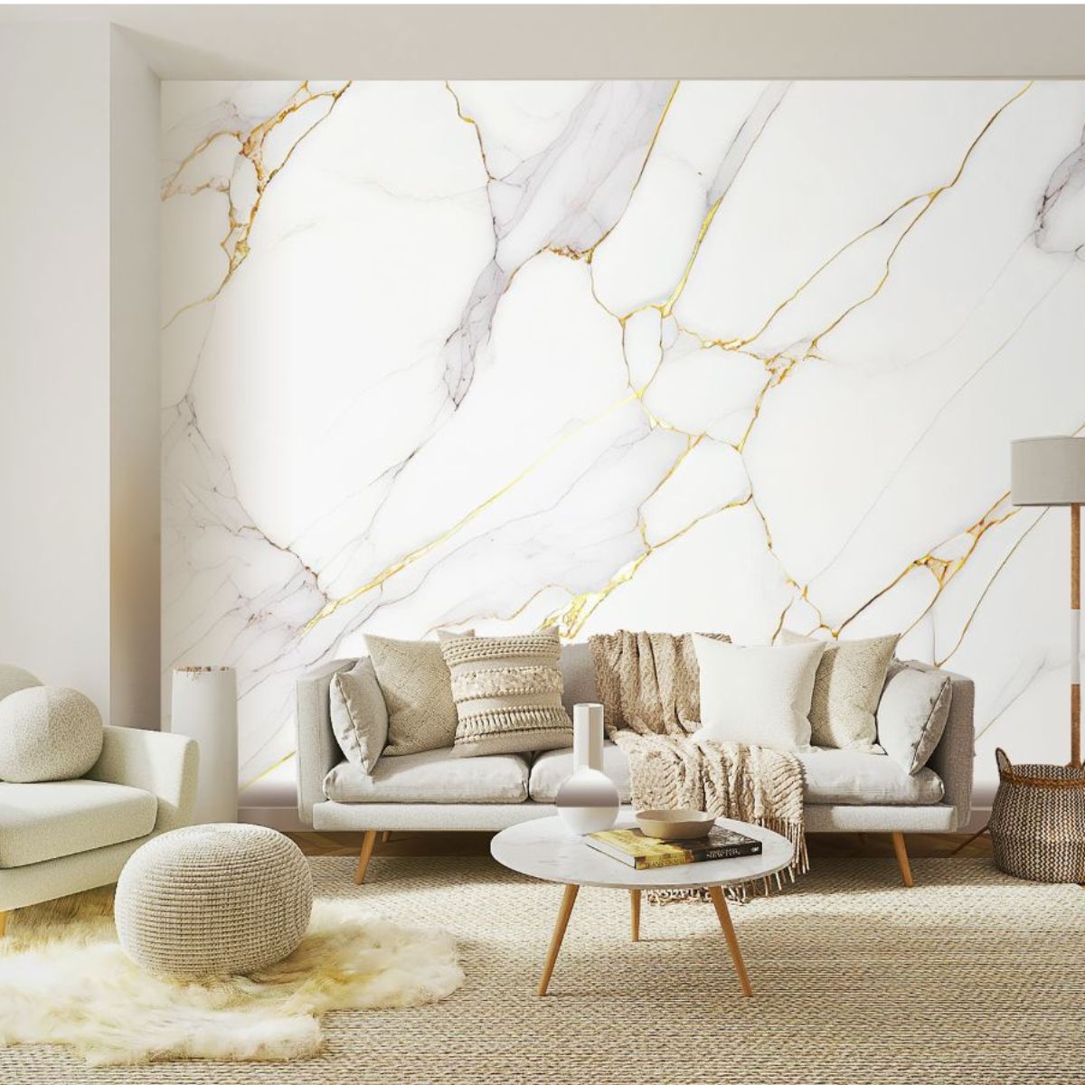 YSL Gold White PVC Marble Tiles