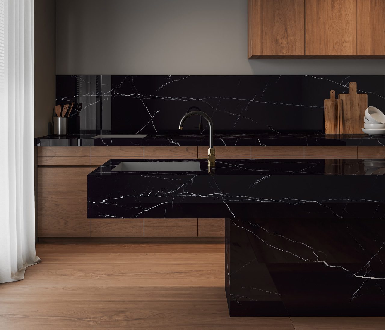 Nero Marquina Black PVC Marble Tiles