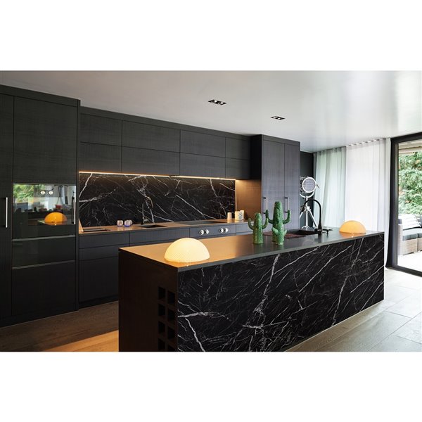 St Laurent Black PVC Marble Tiles