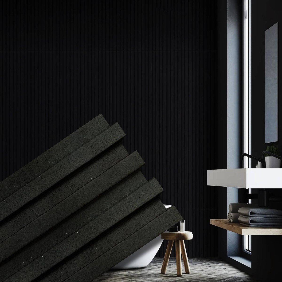 Black Fluted Slat Panels