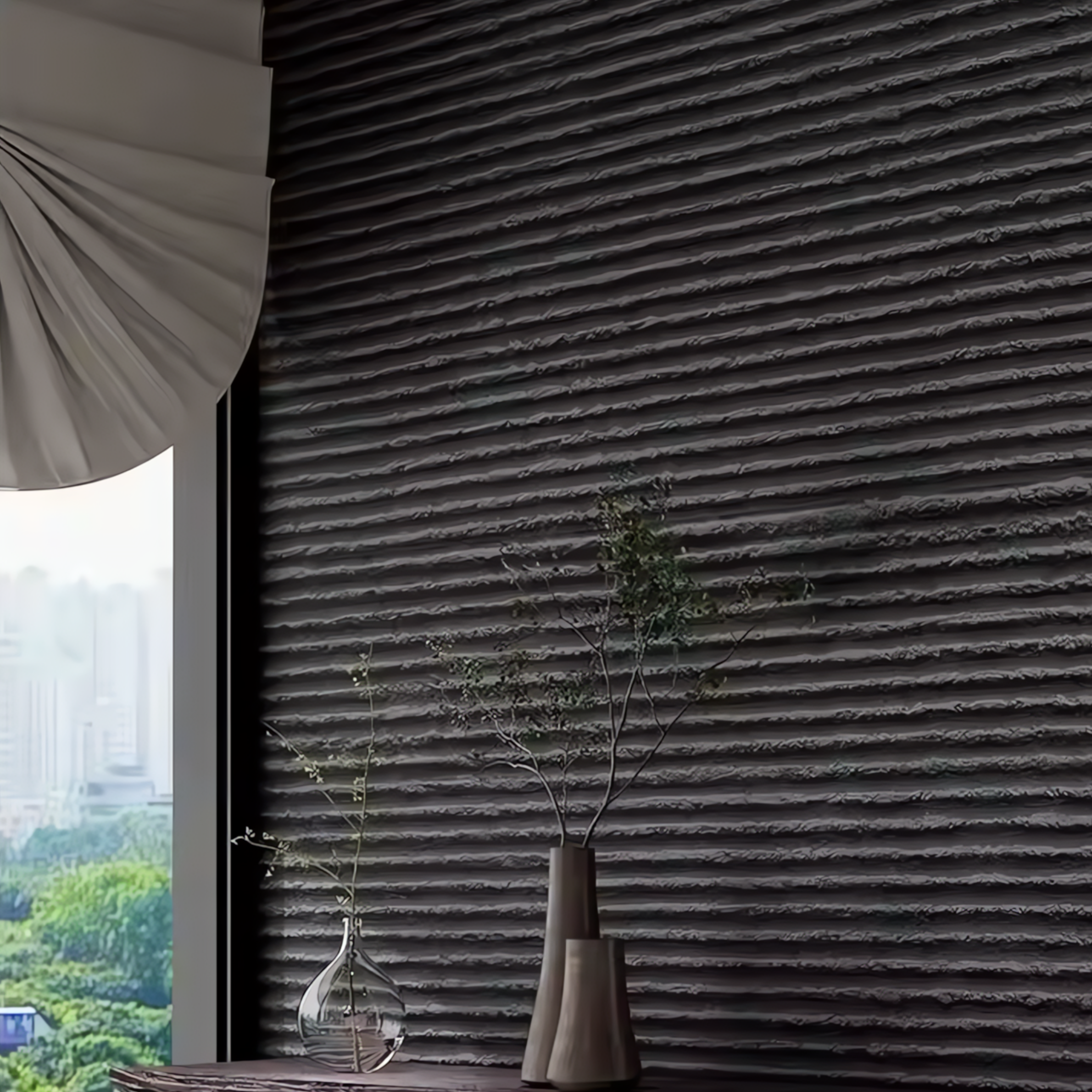 Black Ribbed Soft Stone