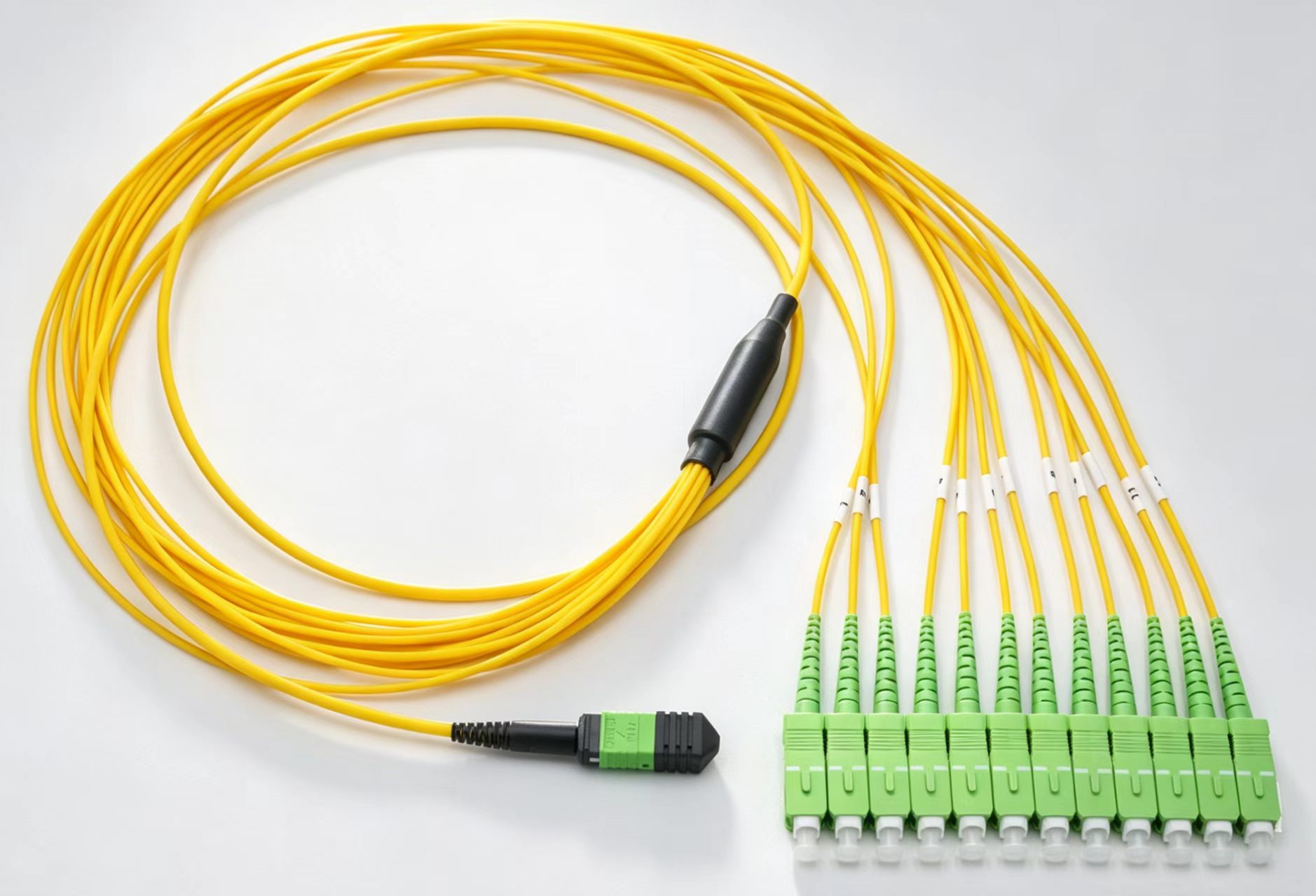 OS2 MPO/MTP® to SC/apc 12 fiber Fan-out Patch Cord