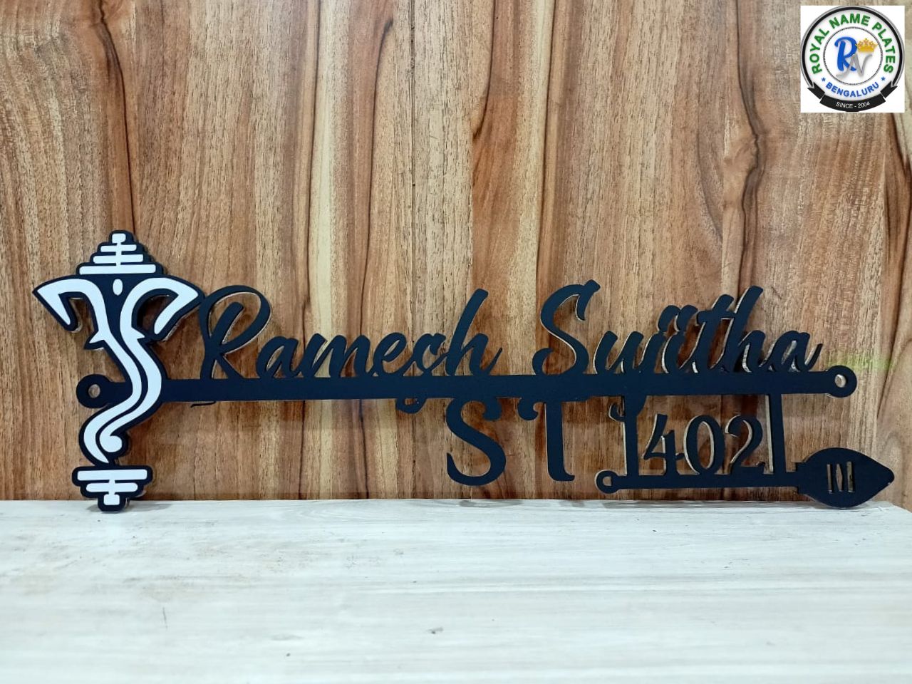 Metal House Name Plate with Lord Ganesha Design