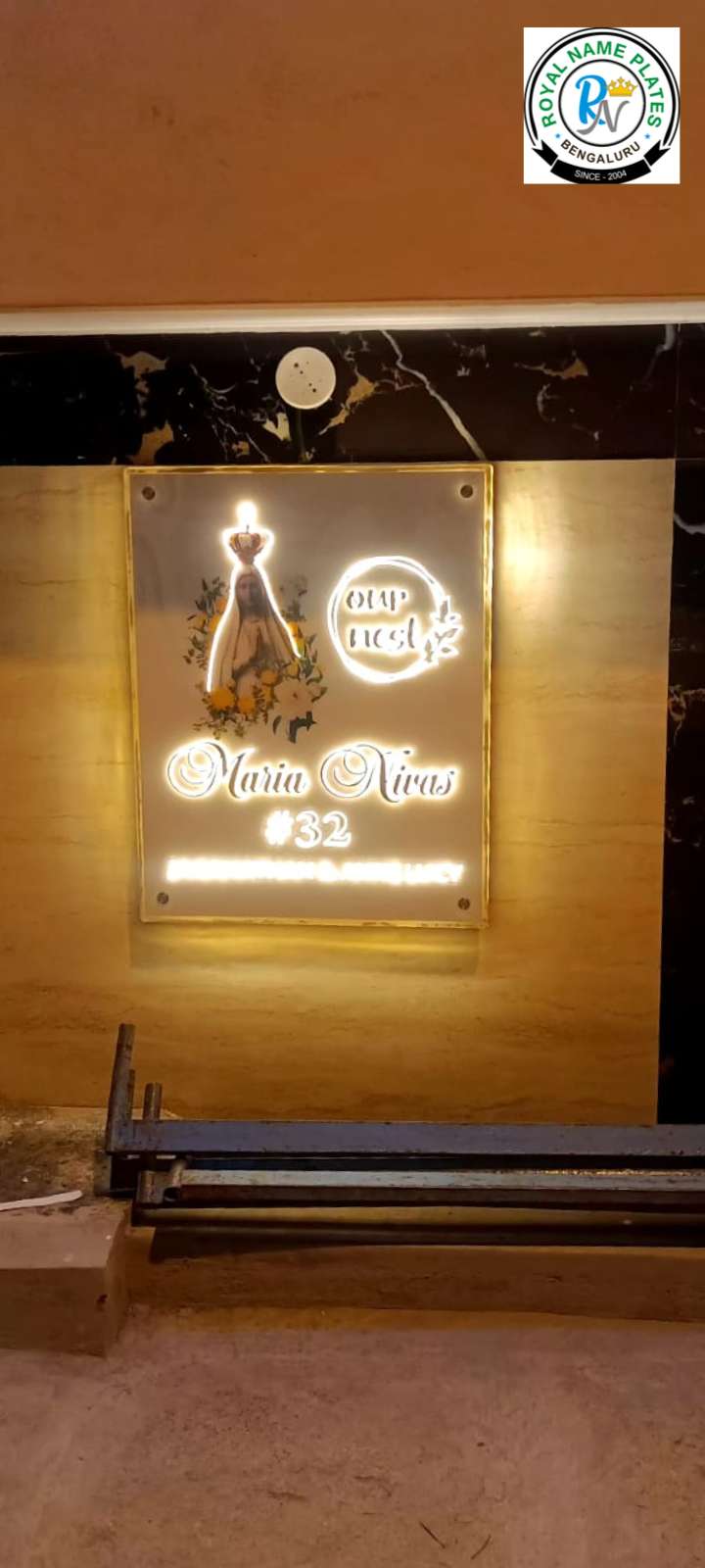 Illuminated Acrylic House Name Plate – Lady of Fatima