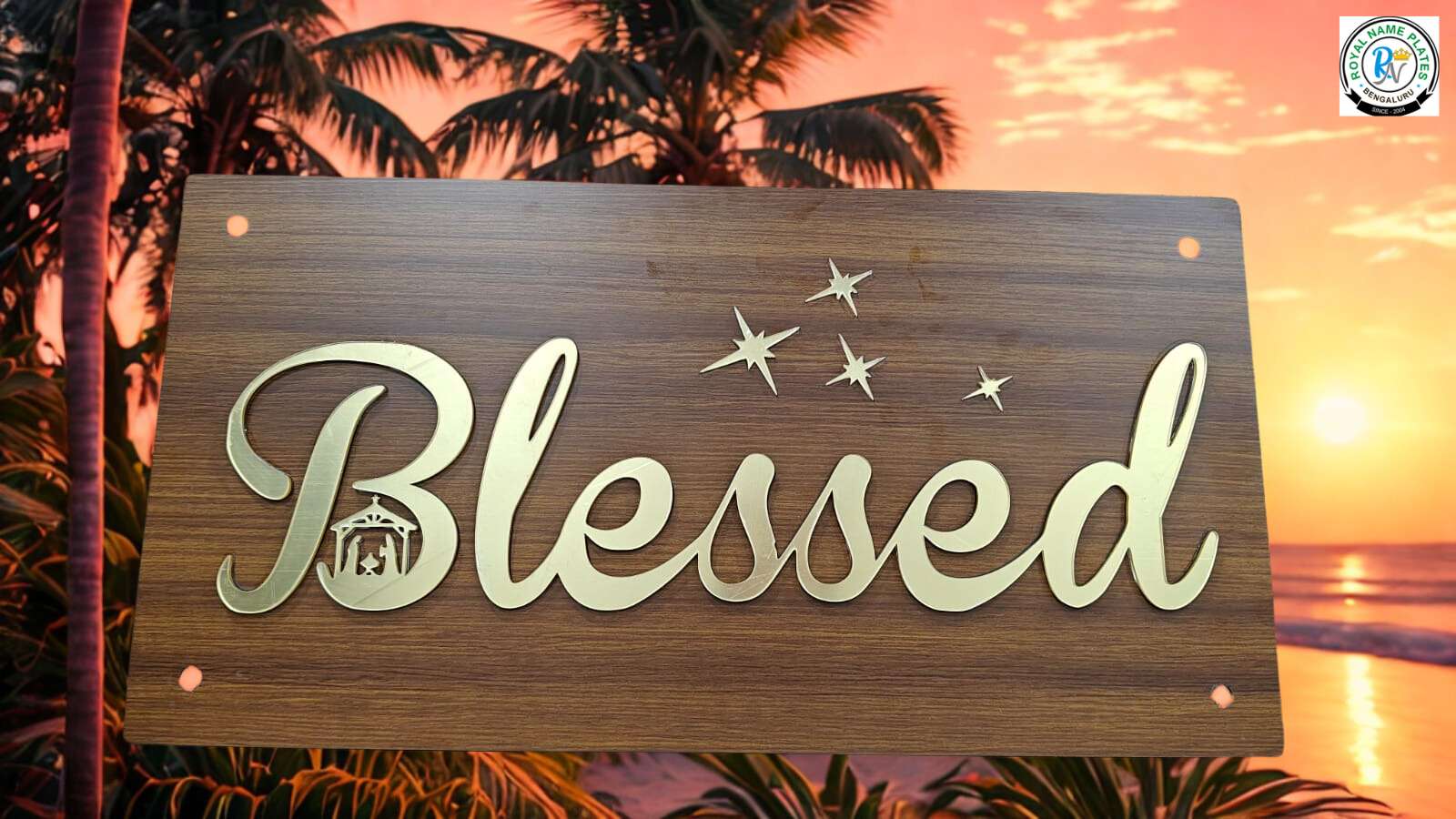 ACP House Name Plate with Gold Acrylic Letters