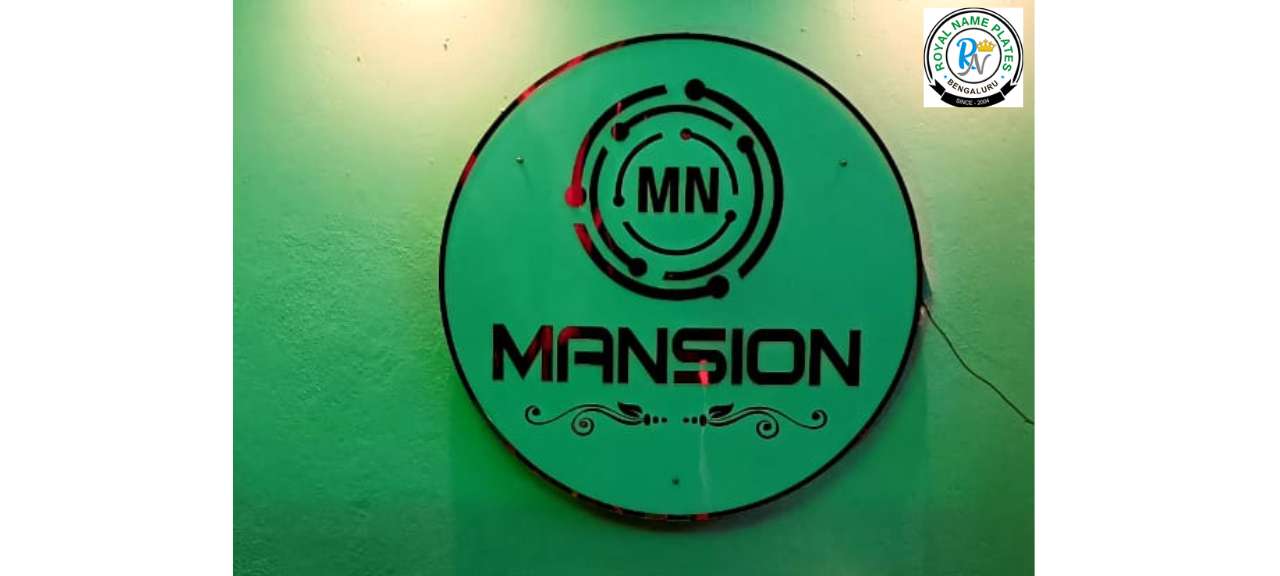 Circular Illuminated Acrylic Name Plate with Golden Border