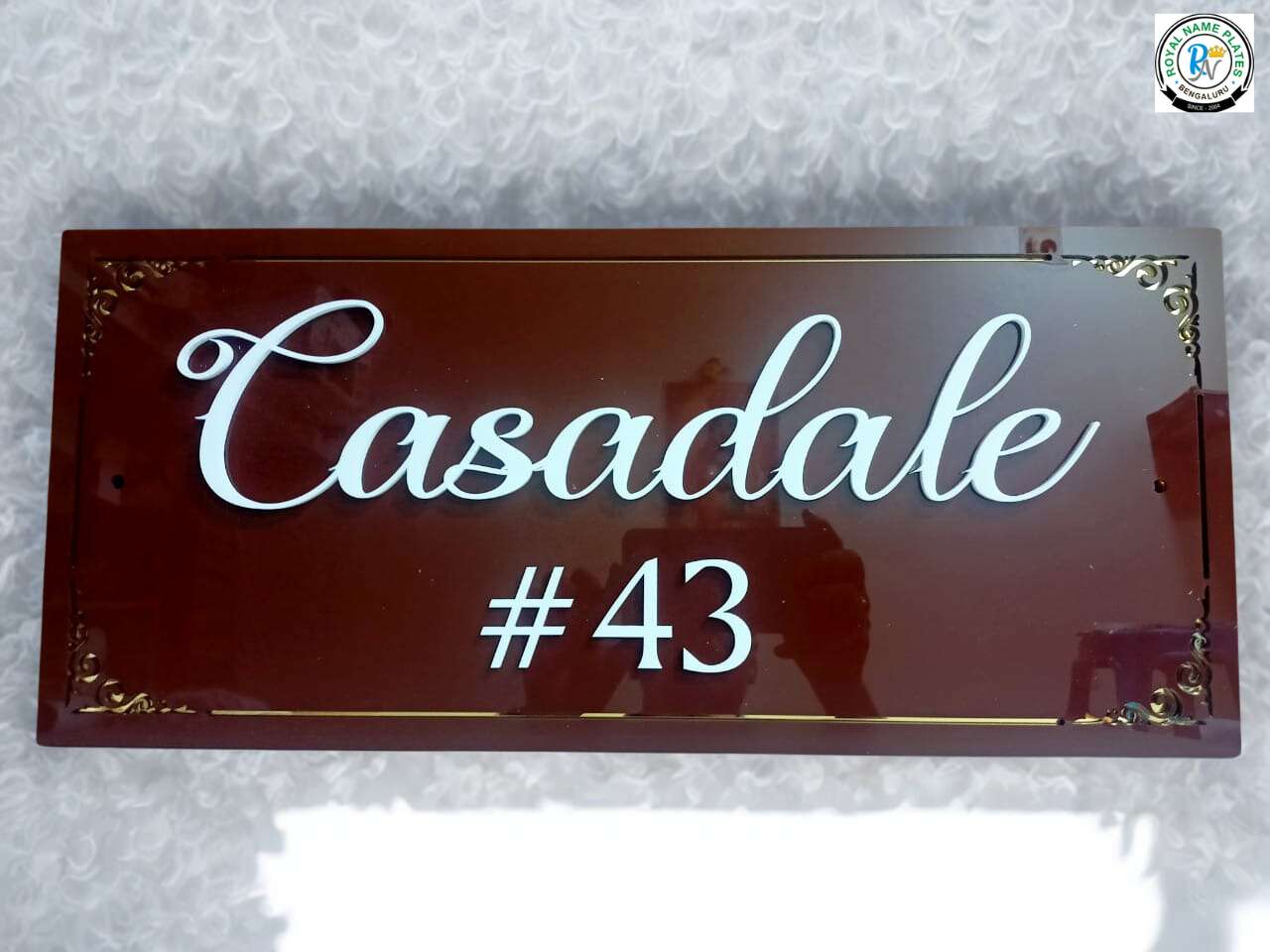 Casadale Acrylic Name Plate with Floral Corners
