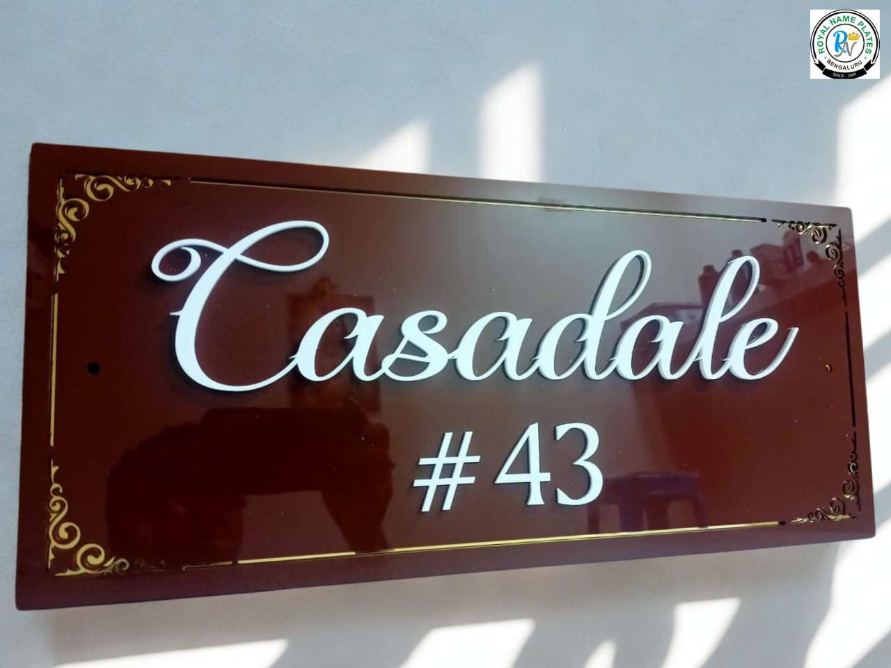 Casadale Acrylic Name Plate with Floral Corners 