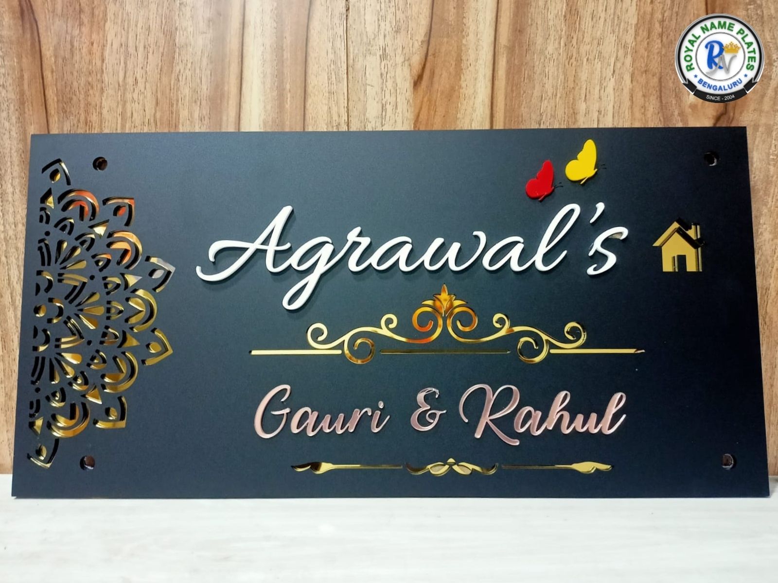 Matte Black Acrylic House Name Plate – Agrawal’s Edition