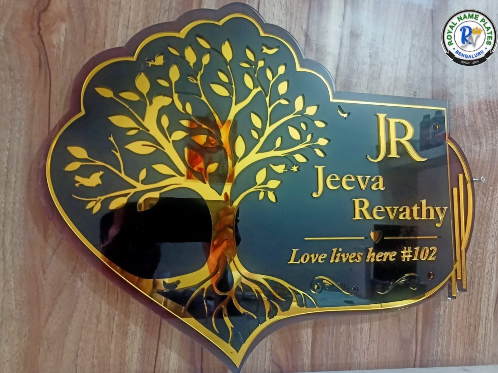 Golden Tree Designer Acrylic House Name Plate