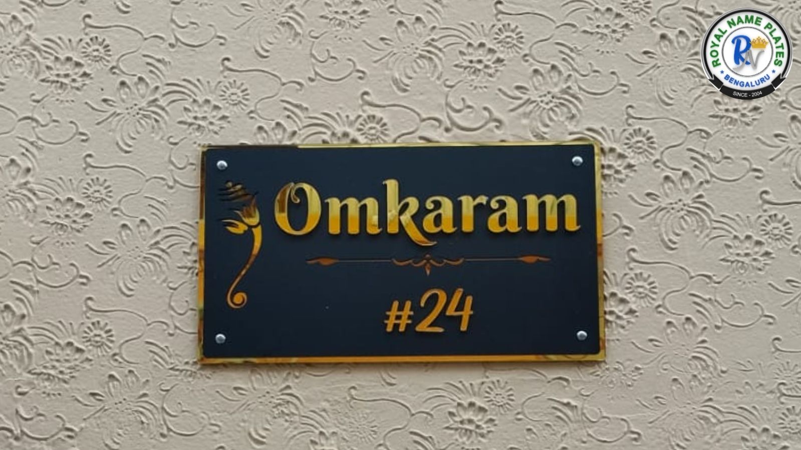 Matte Black Acrylic House Name Plate – Ganesha Royal Edition