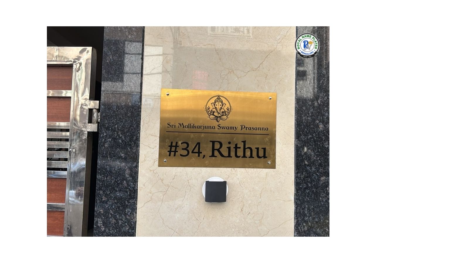 Divine Gajamukha Mountable Titanium House Name Plate
