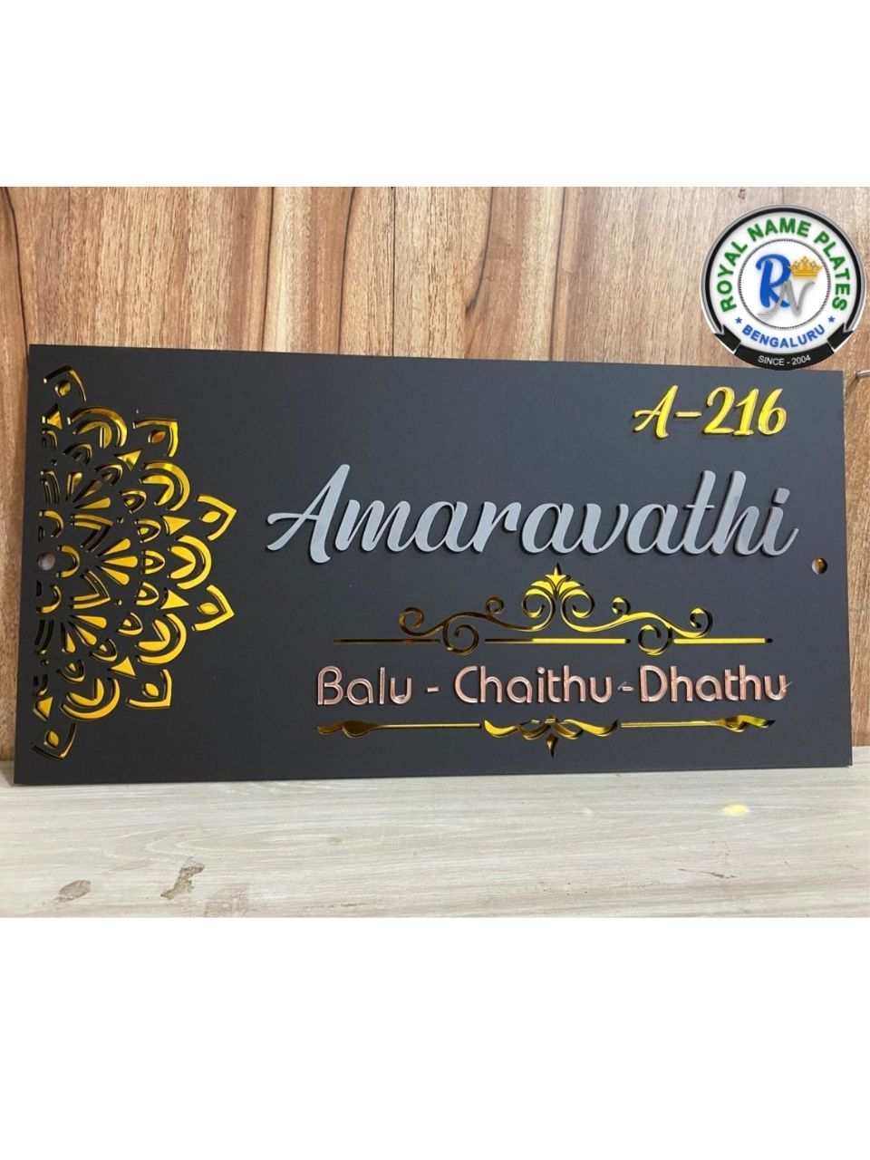 Geometric Matte Black Acrylic House Name Plate