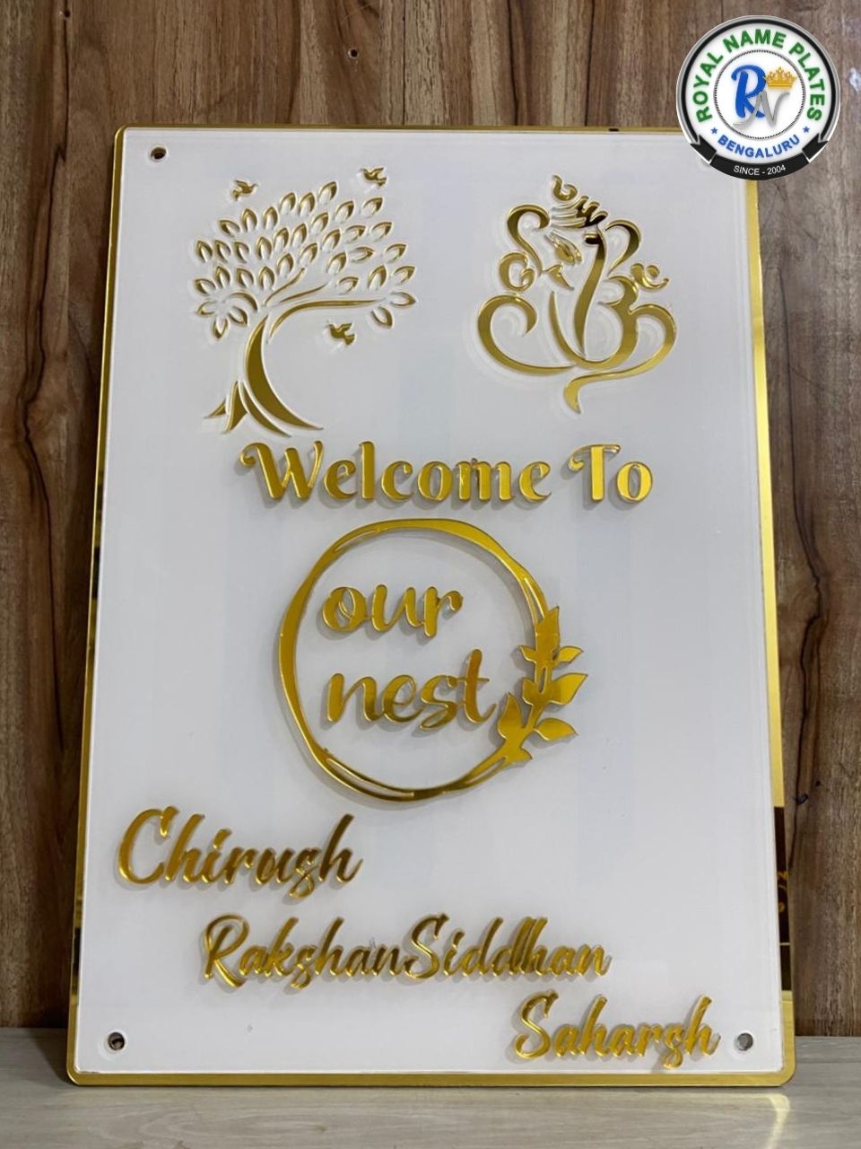 Divine Ganapathi Tree Acrylic House Name Plate