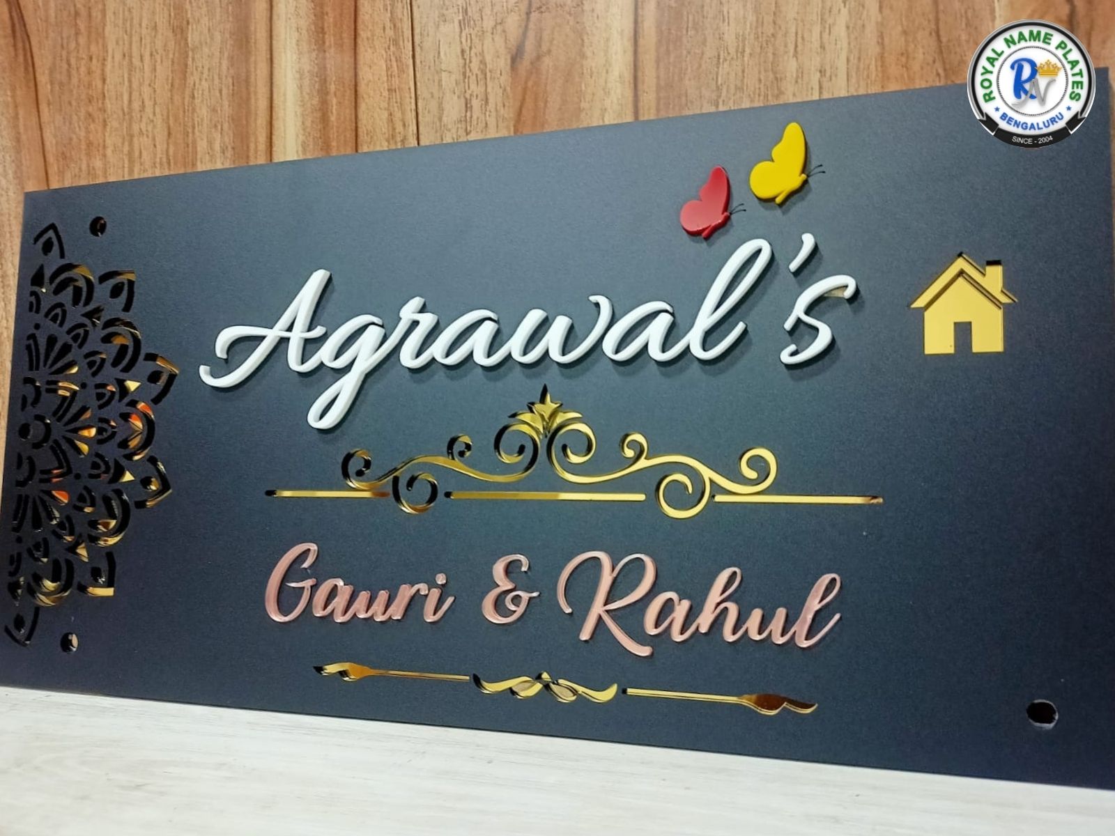 Matte Black Acrylic House Name Plate – Agrawal’s Edition