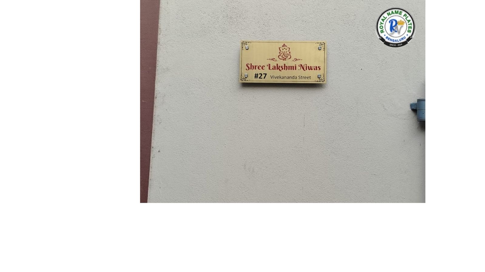 Titanium House Name Plate – Lord Lambodara Floral Design