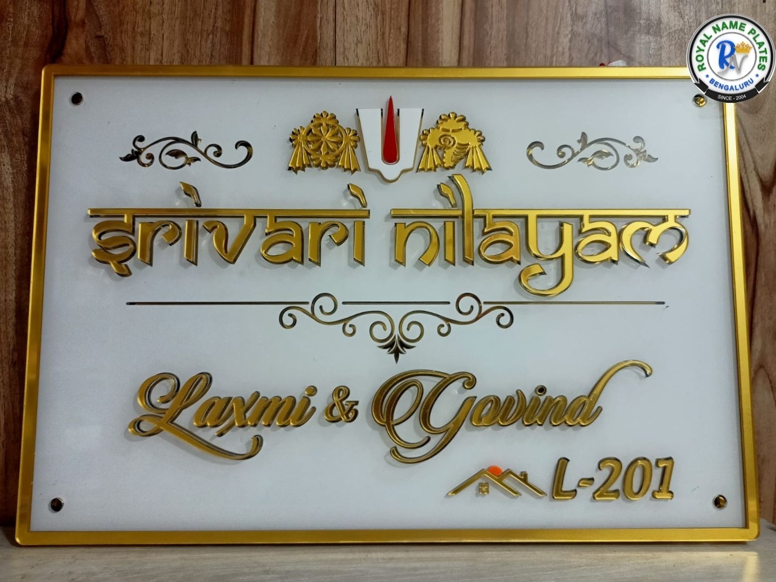 Illuminated Acrylic House Name Plate – Shanka Chakra Nama Edition