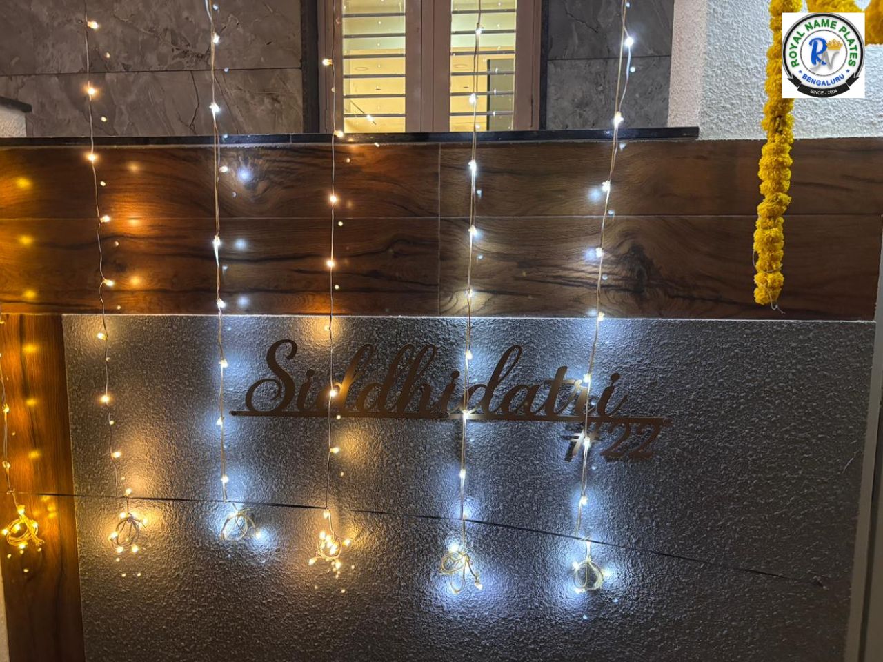 Elegant Gold Metal House Name Plate with Mounted Letters