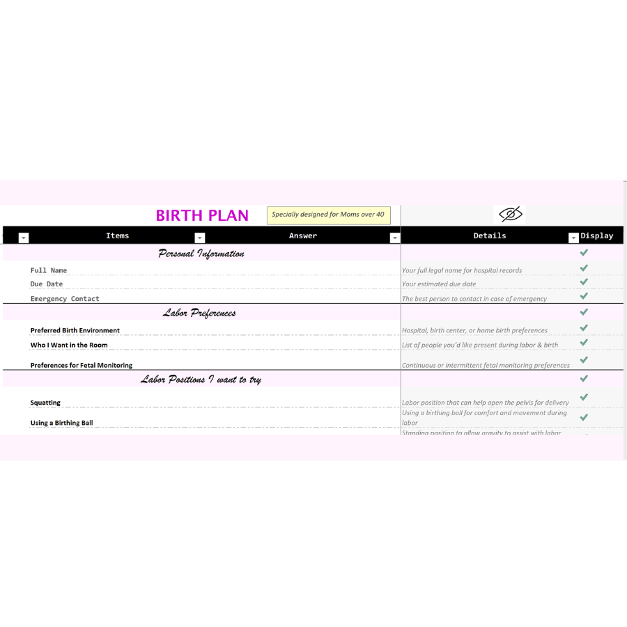Personalized Birth Plan for Moms Over 40 – Be in Control of Your Birth Experience!