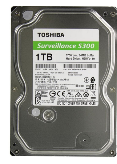  TOSHIBA S300 1TB 3.5 inch Surveillance Internal Hard Drive – SATA 6 Gb/s 5700 RPM 64 MB Cache