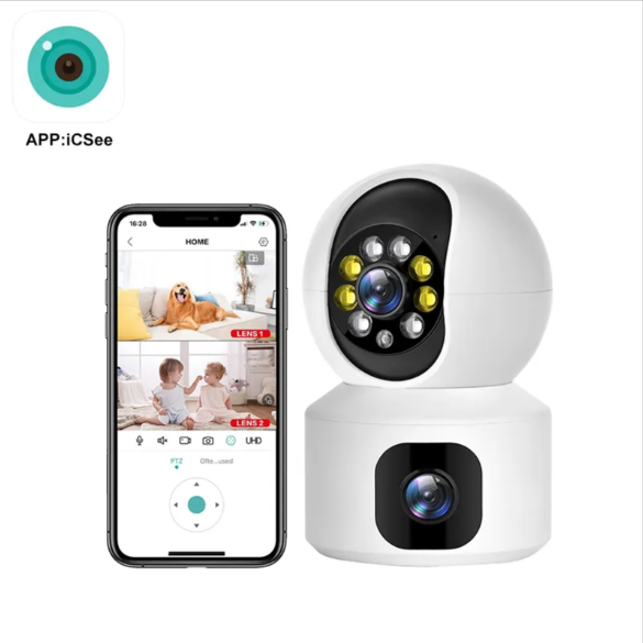 SMARK New Night Vision Home Security Camera 6MP Triple Lens PTZ Camera IP66 Waterproof Outdoor Rotating Camera Support 128GB TF Card