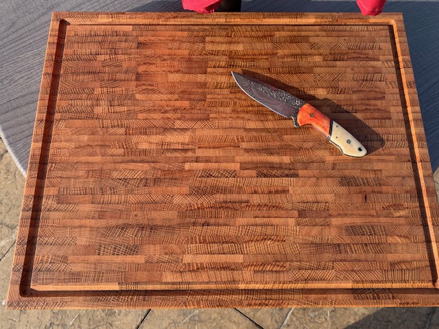 Medium reclaimed bourbon barrel end grain cutting board