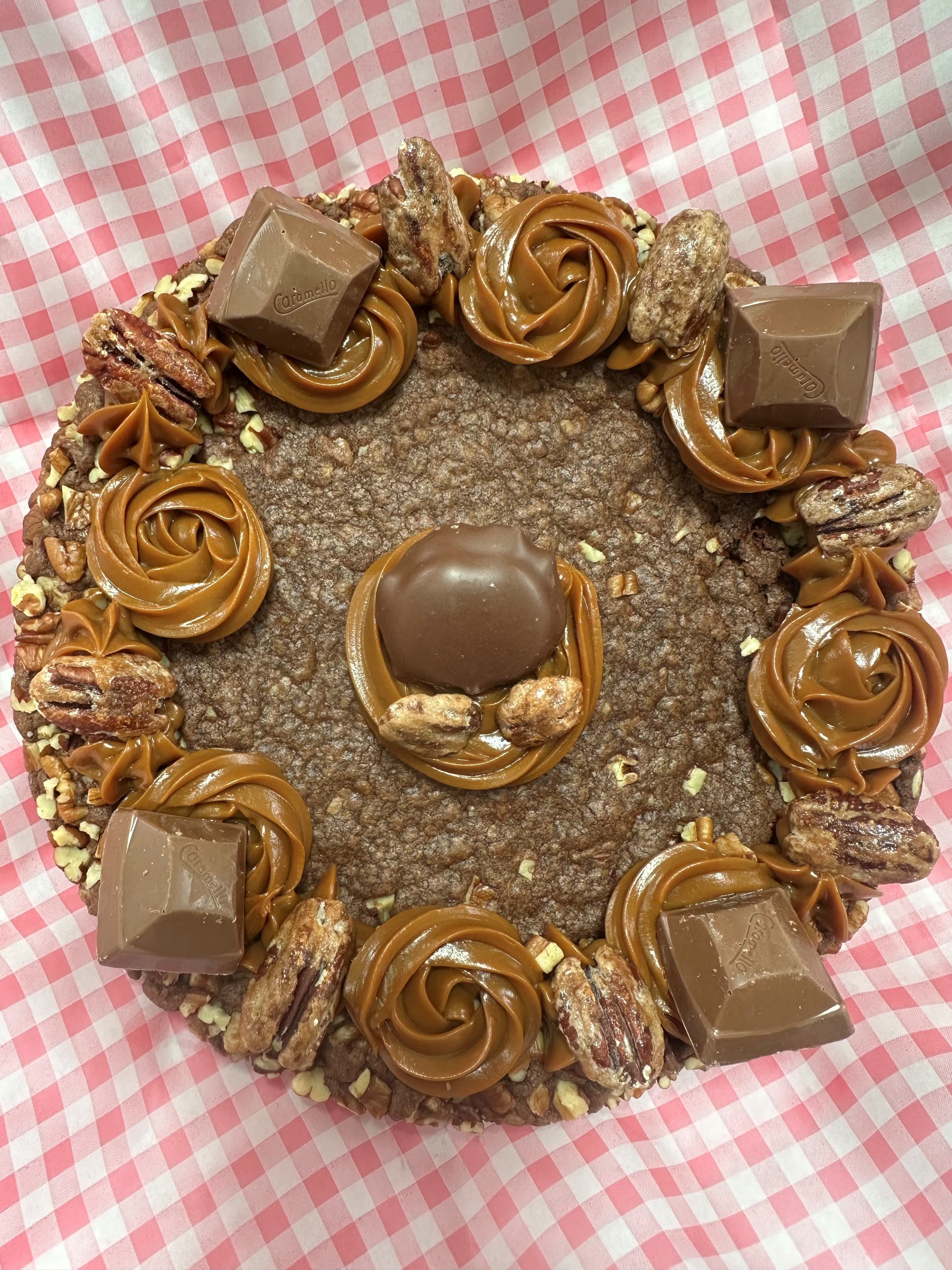 Turtle Brownie Cookie Cake