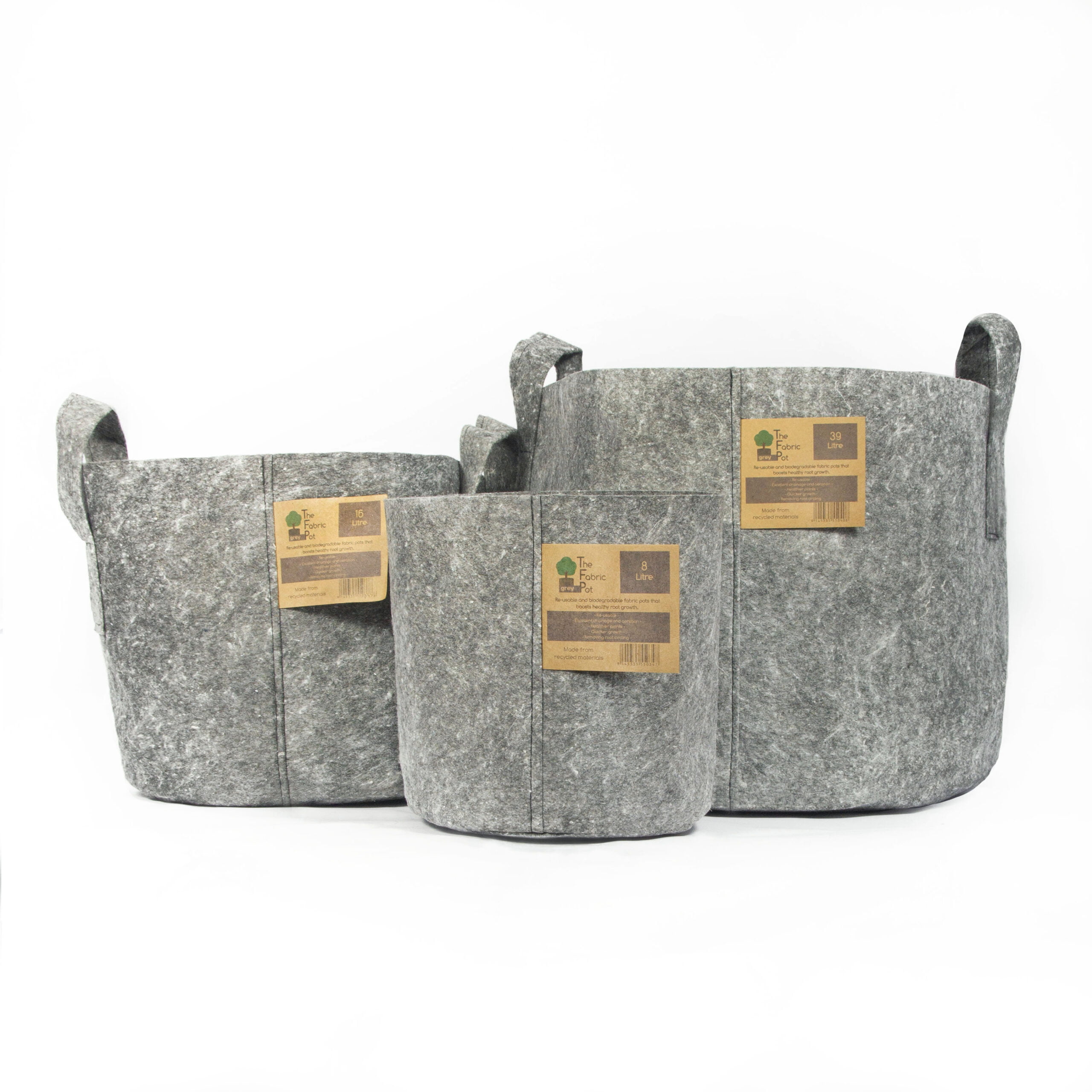 Fabric Bags – Grey or Black Round Pots