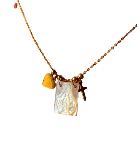 Collier " Madone " Acier inoxydable doré