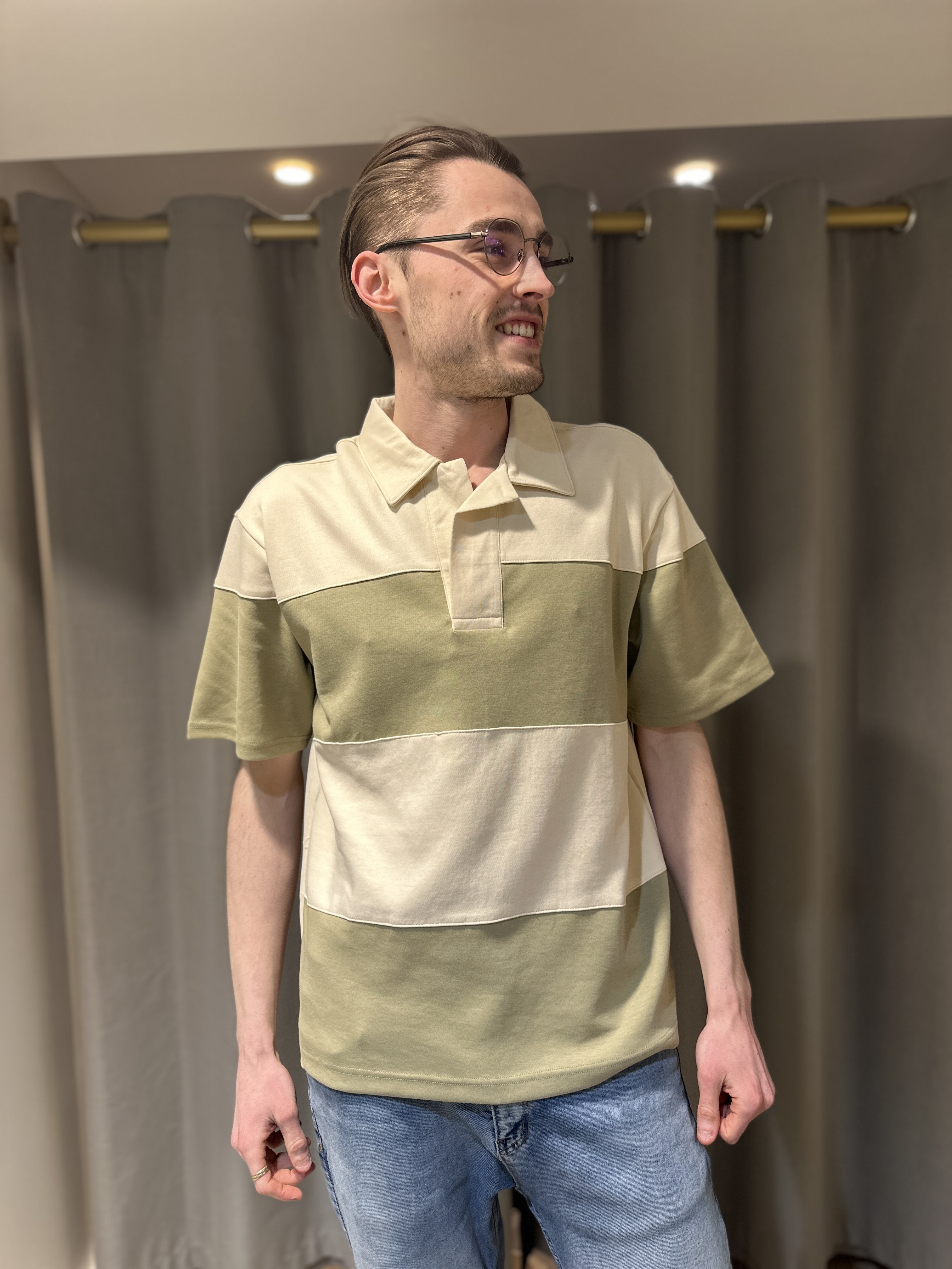 Polo RAFA Bicolore beige/tilleul