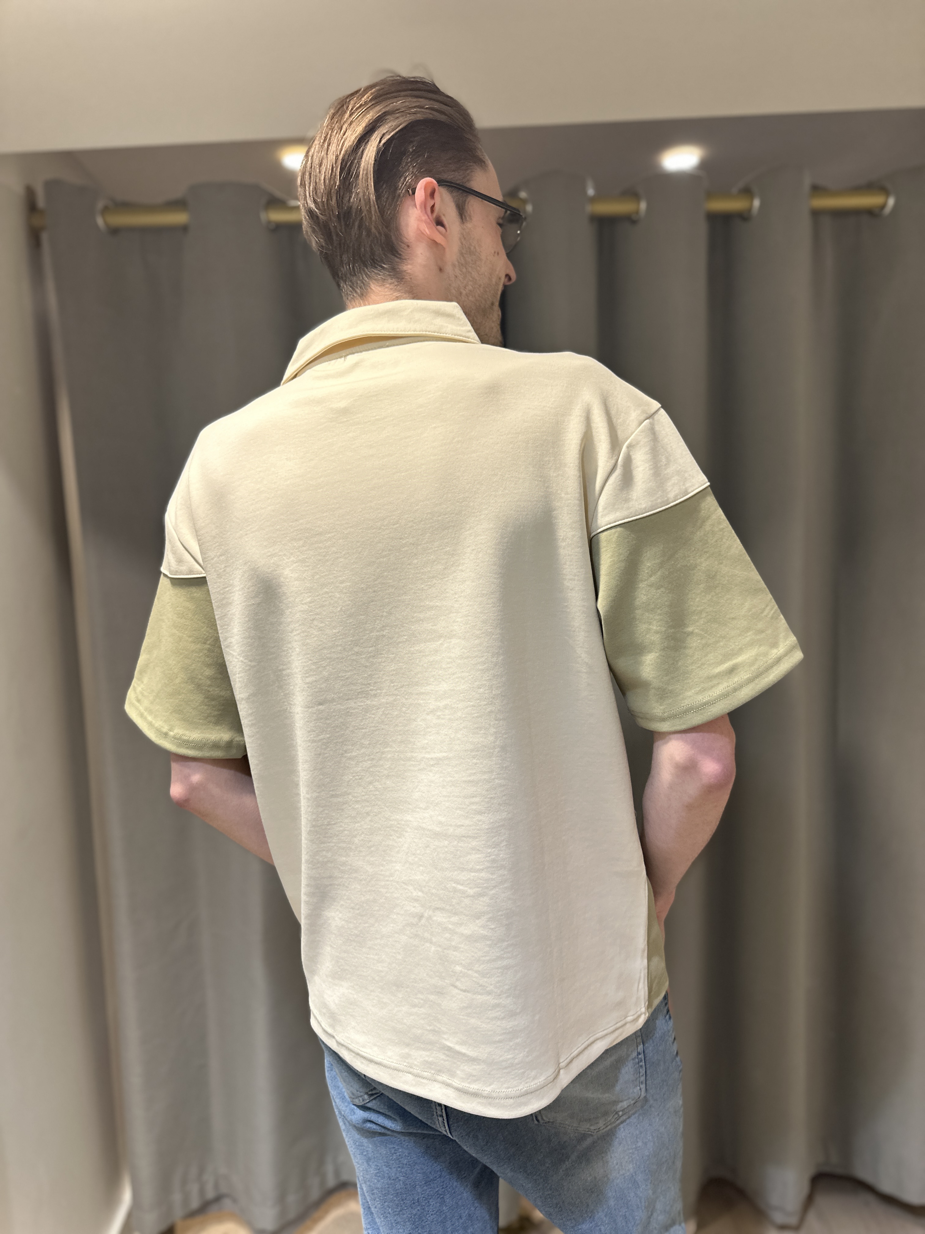 Polo RAFA Bicolore beige/tilleul