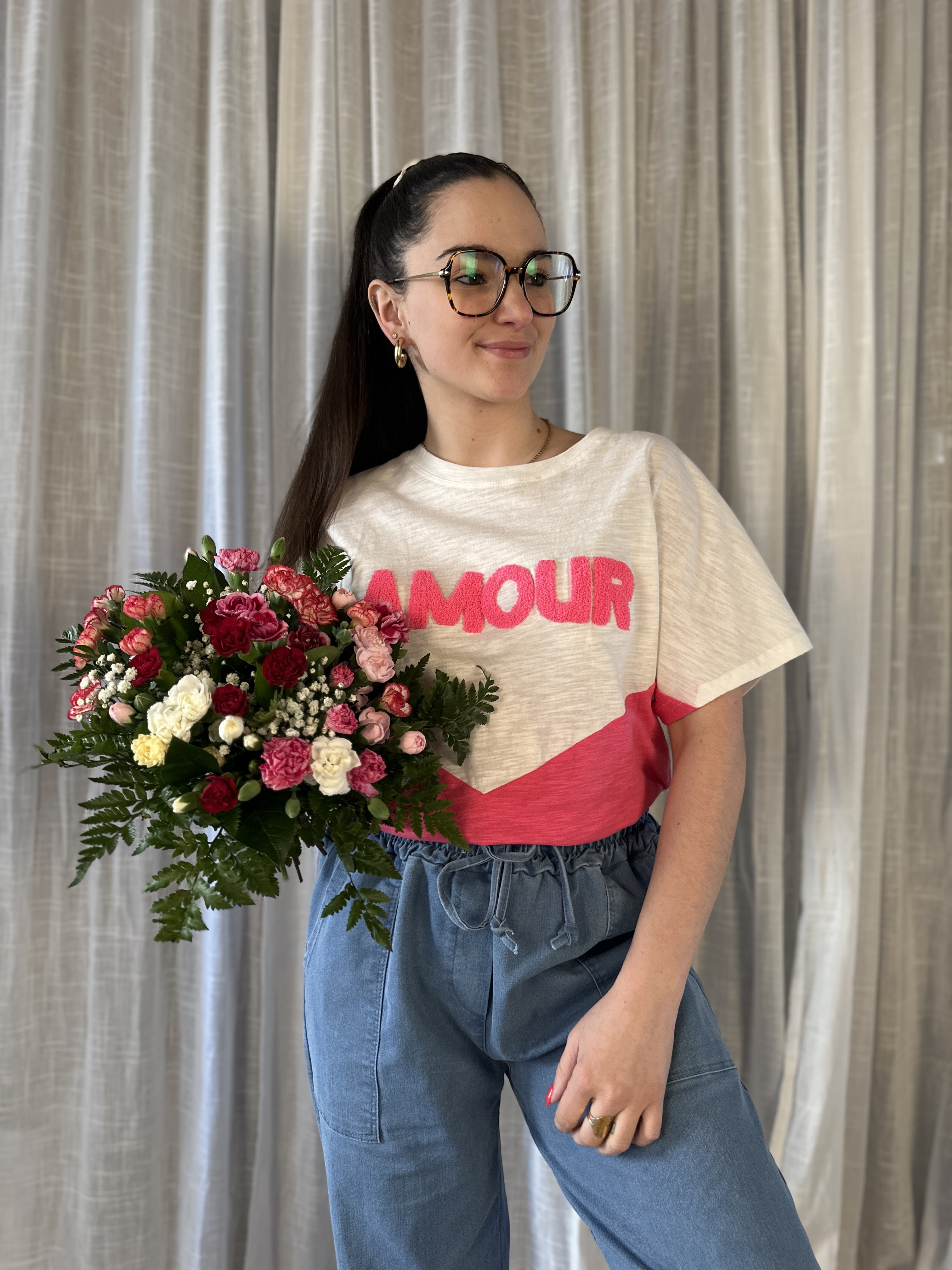 T-Shirt AMOUR Fuchsia/Blanc