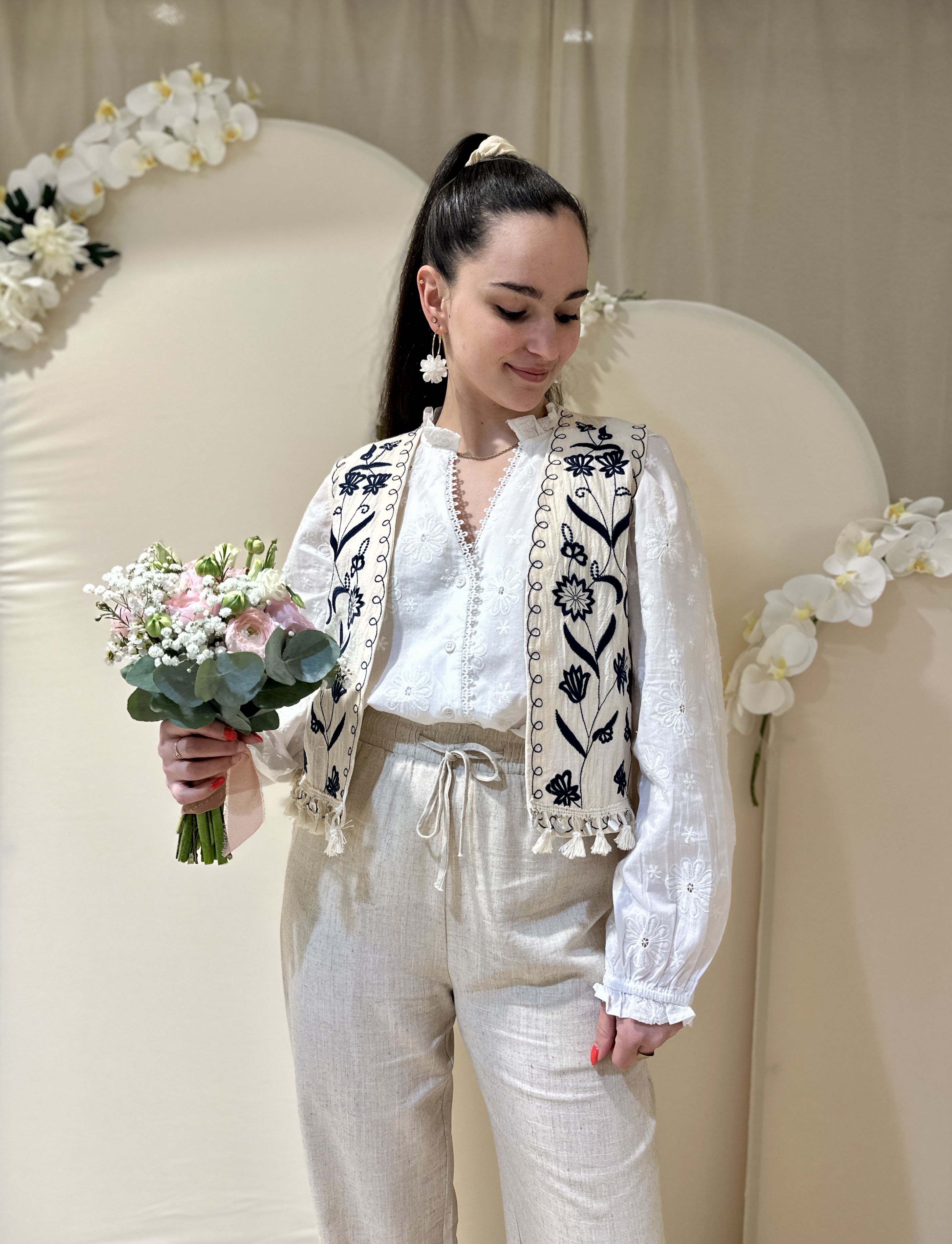 Gilet INAYA Beige/Marine
