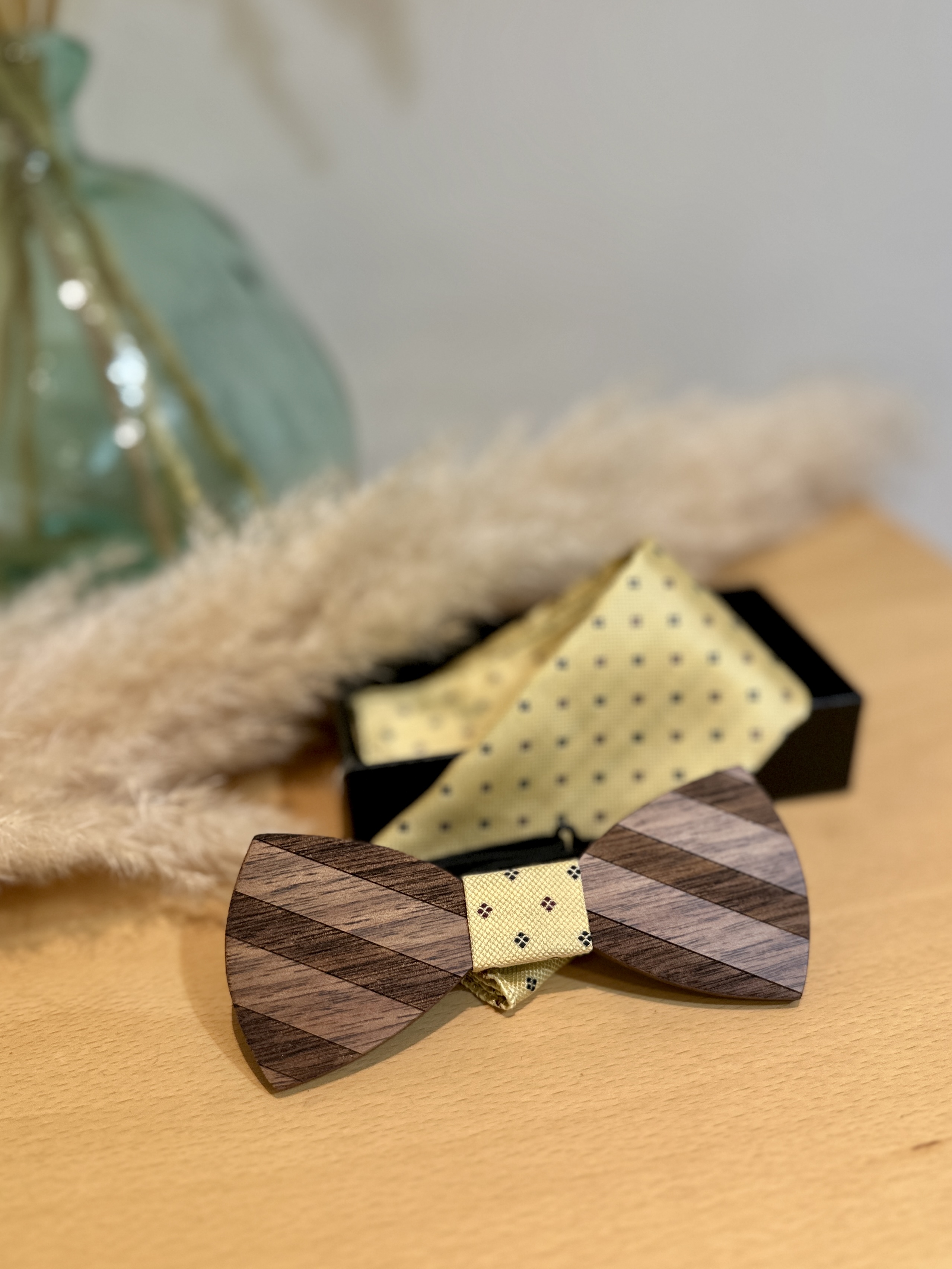Noeud Papillon bois/jaune