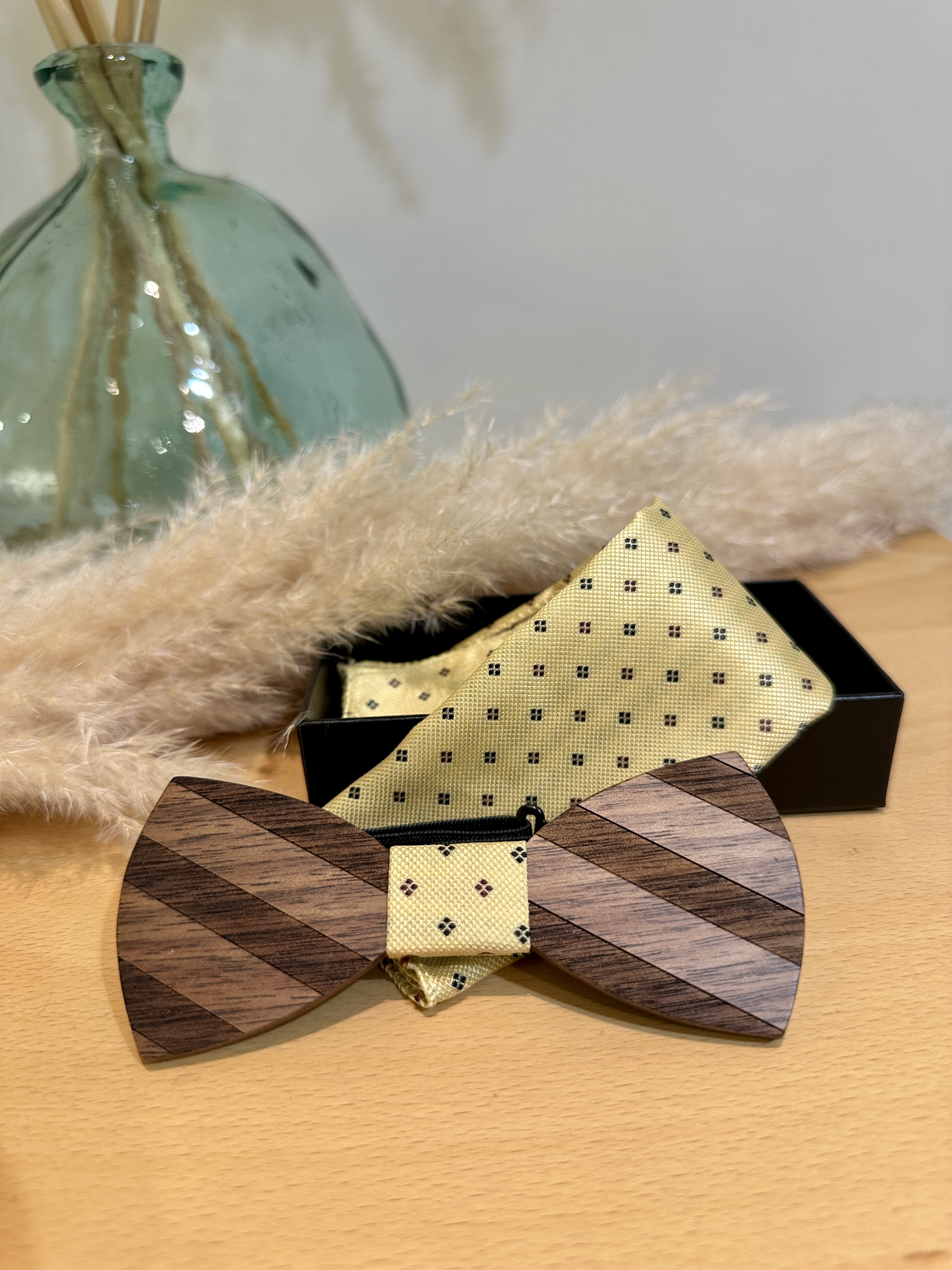 Noeud Papillon bois/jaune