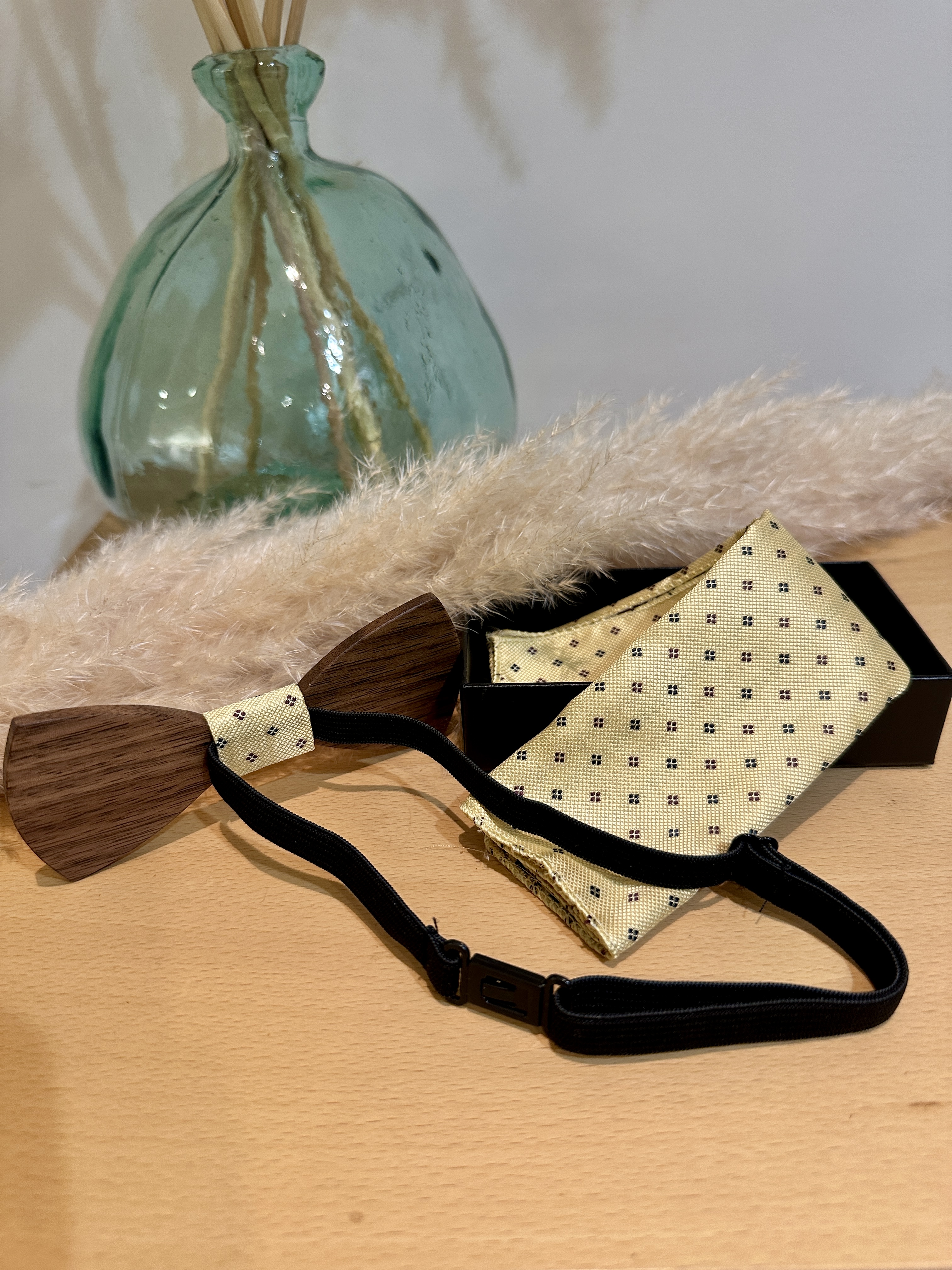 Noeud Papillon bois/jaune