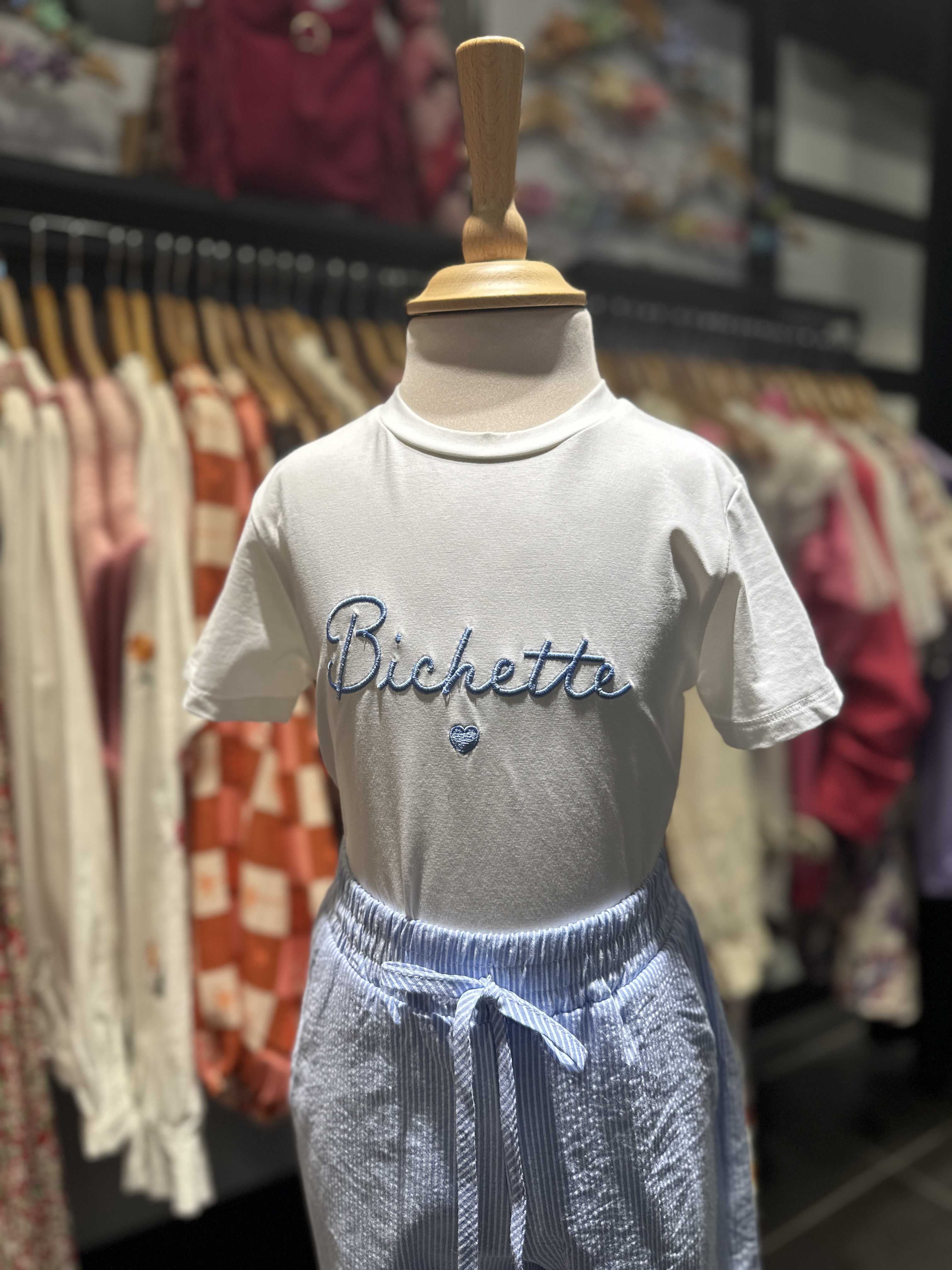 T-Shirt BICHETTE Blanc/Bleu - Enfant