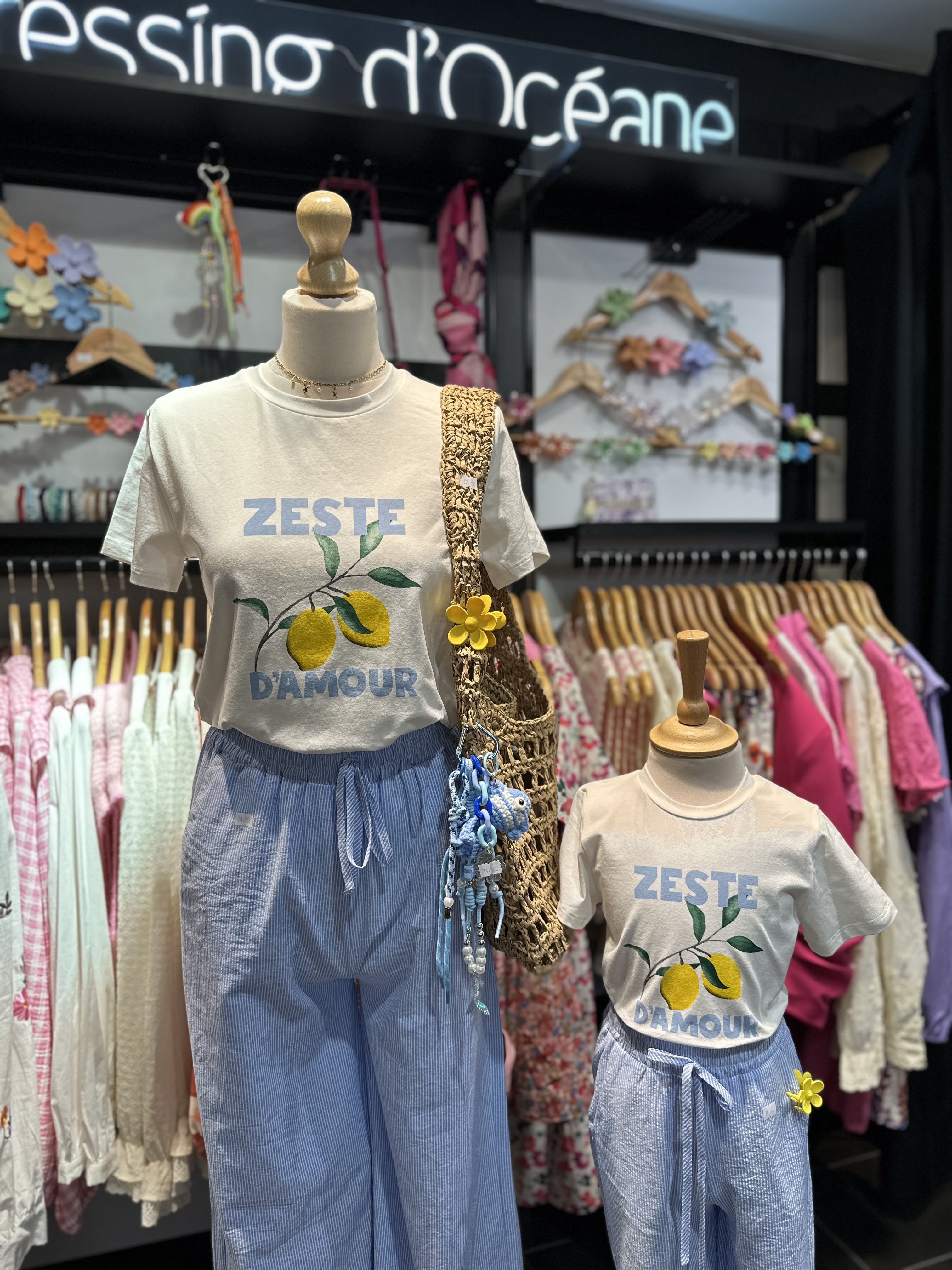 T-Shirt ZESTE D'AMOUR Blanc/Bleu - Enfant