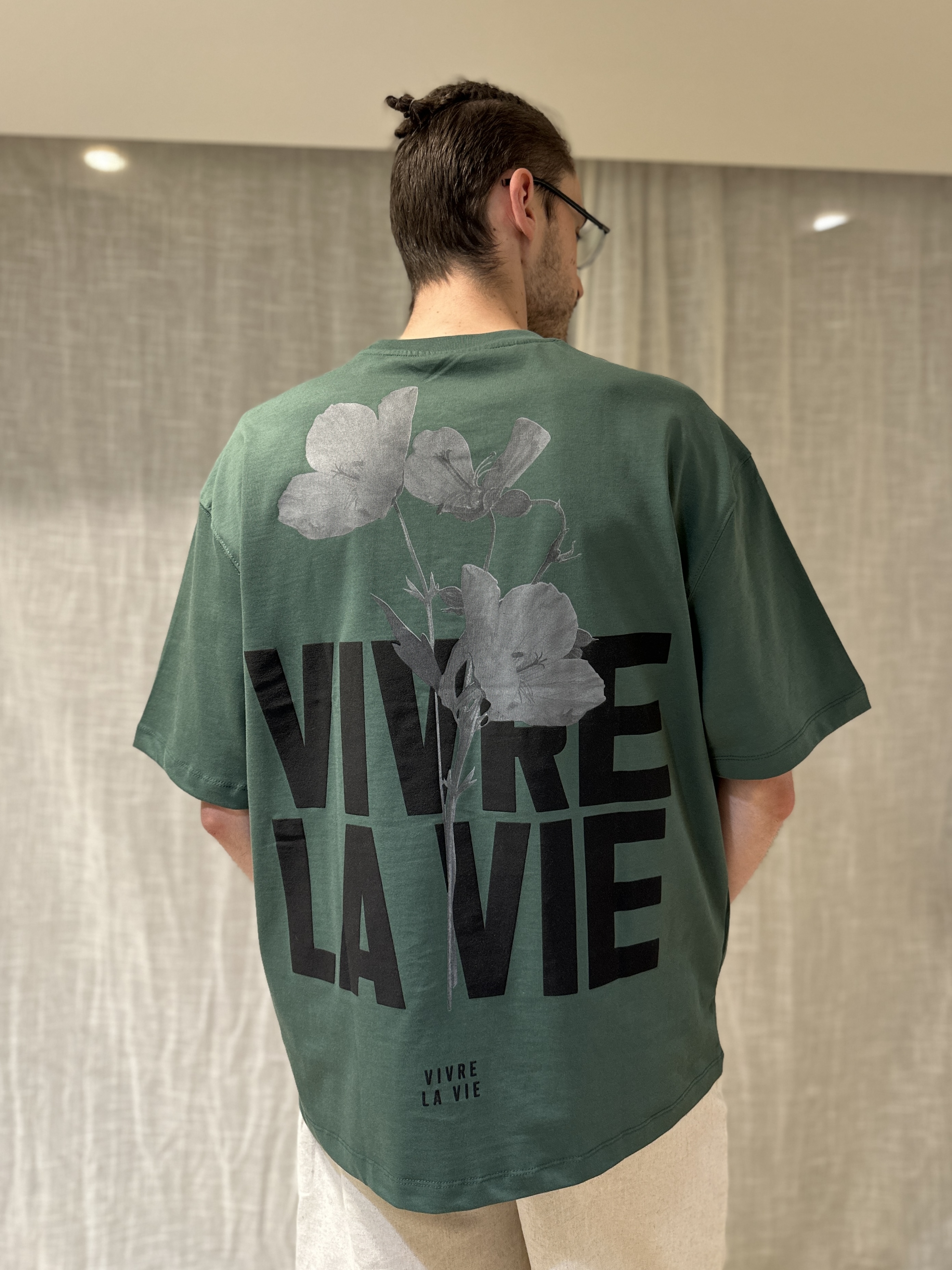 T-Shirt "VIVRE LA VIE" Vert Sapin
