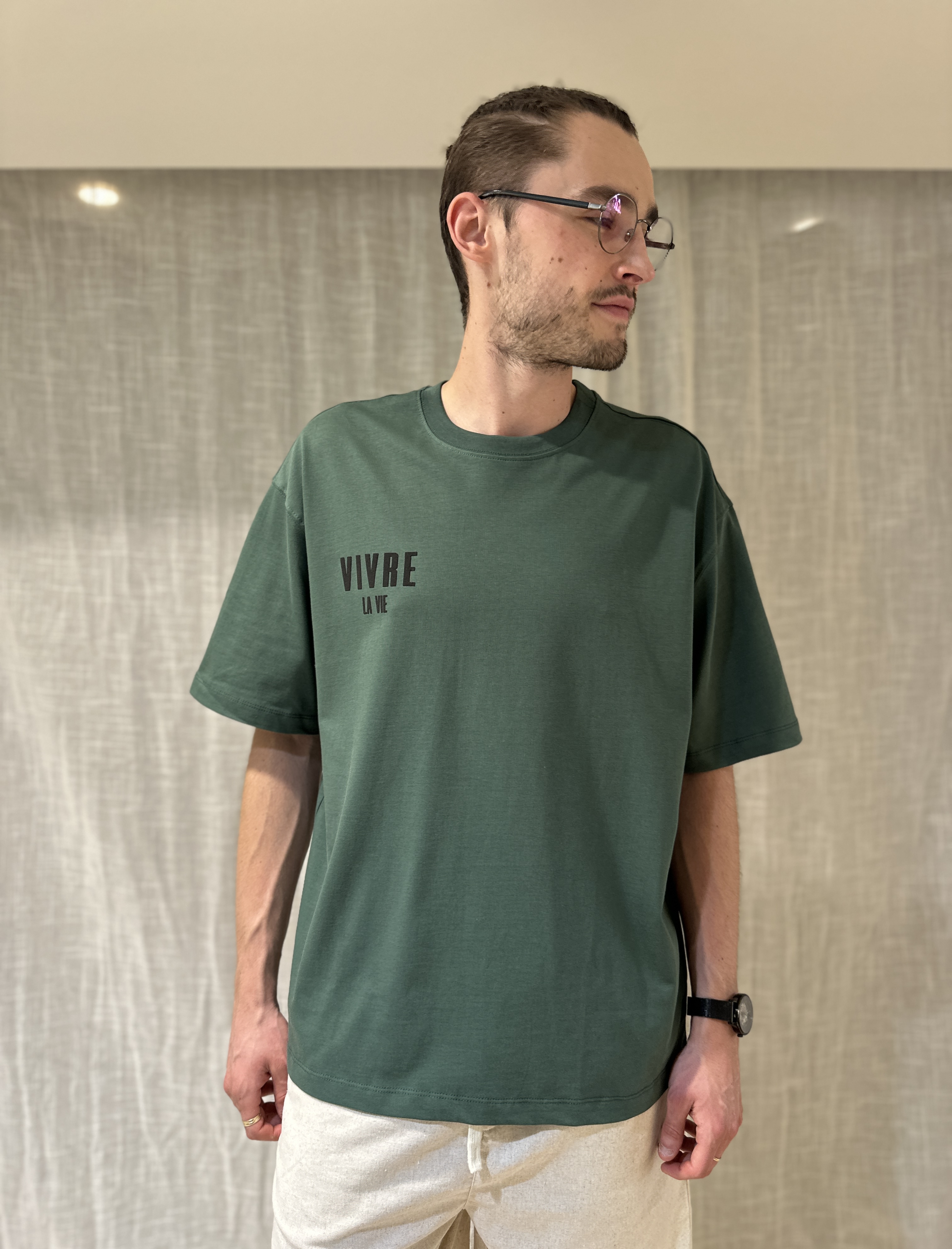 T-Shirt "VIVRE LA VIE" Vert Sapin